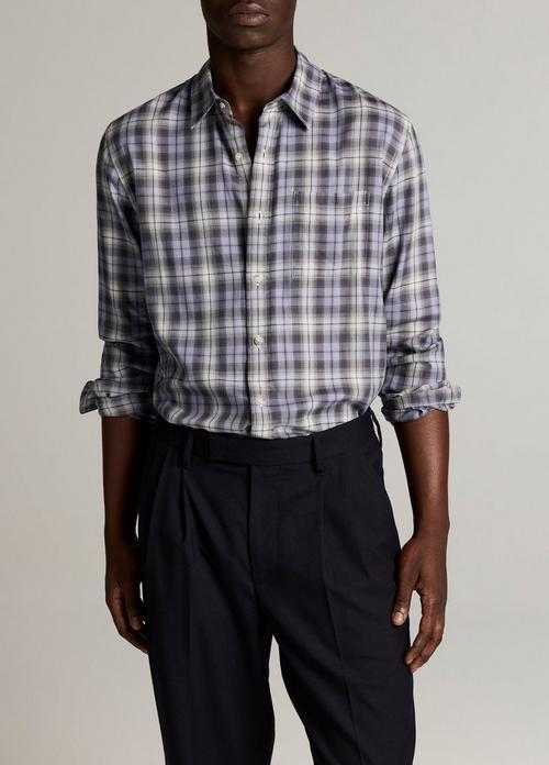 Exchange Plaid Cotton-Blend Button-Front Shirt