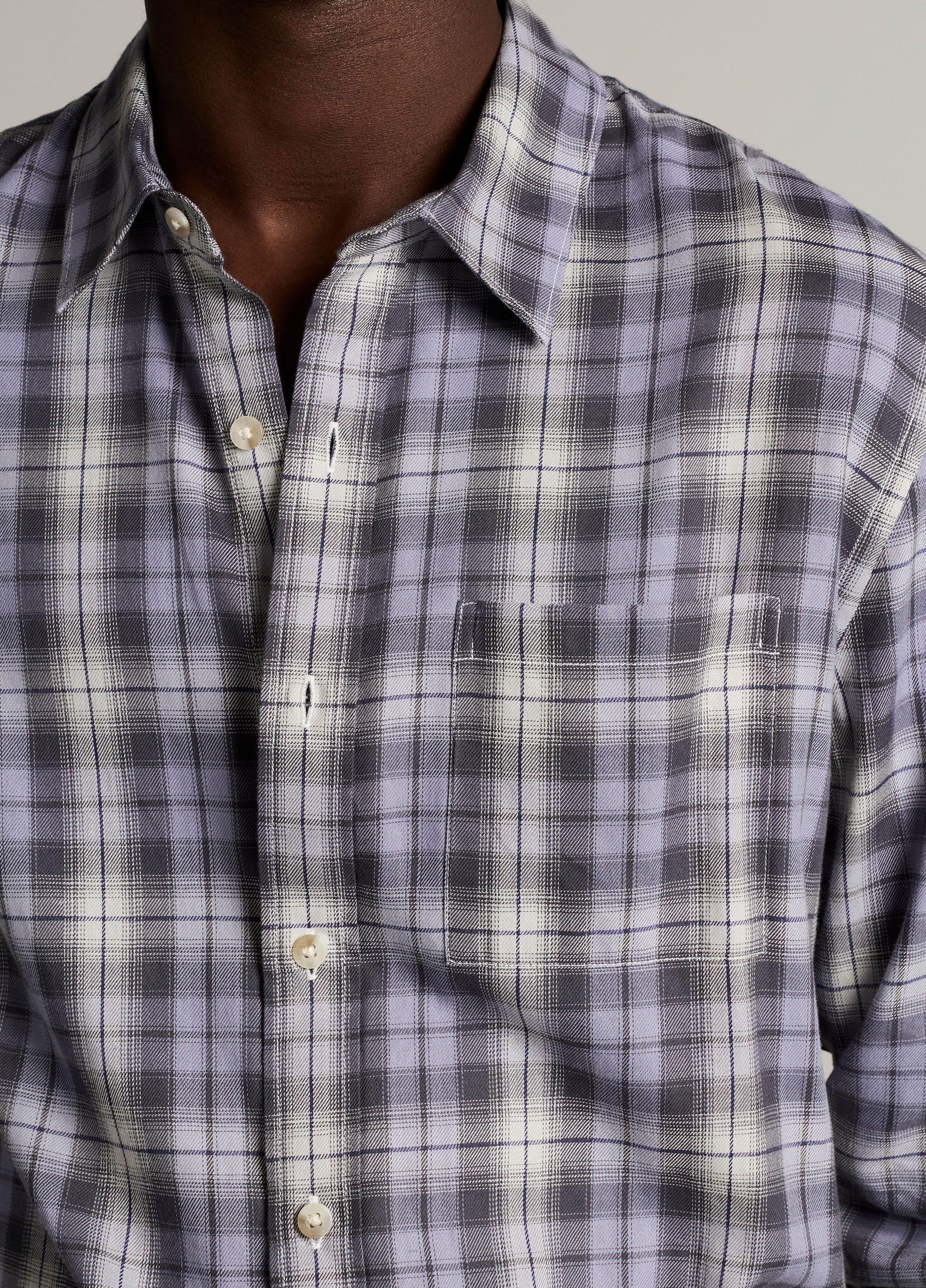 Exchange Plaid Cotton-Blend Button-Front Shirt image number 1