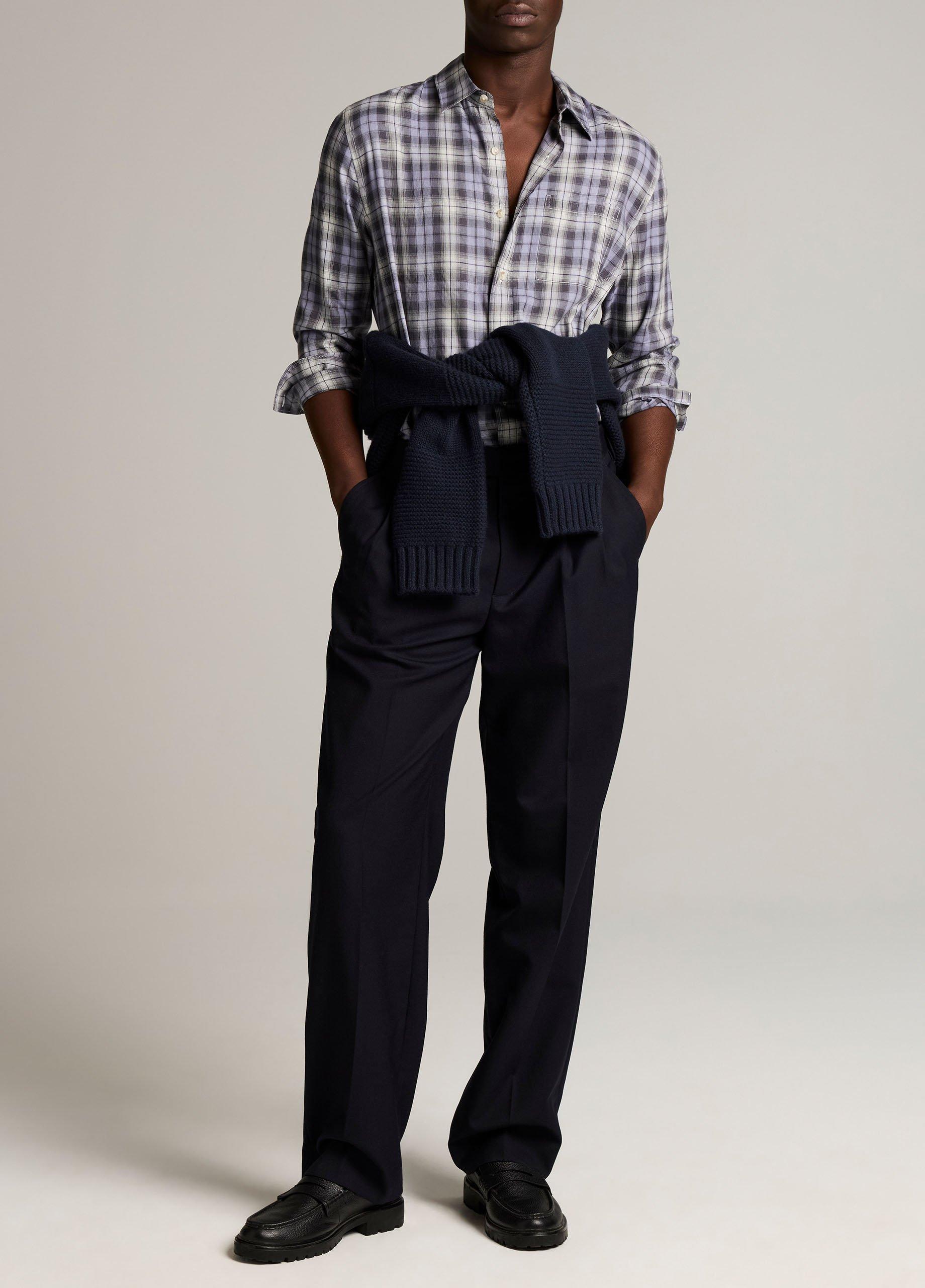 Exchange Plaid Cotton-Blend Button-Front Shirt image number 3