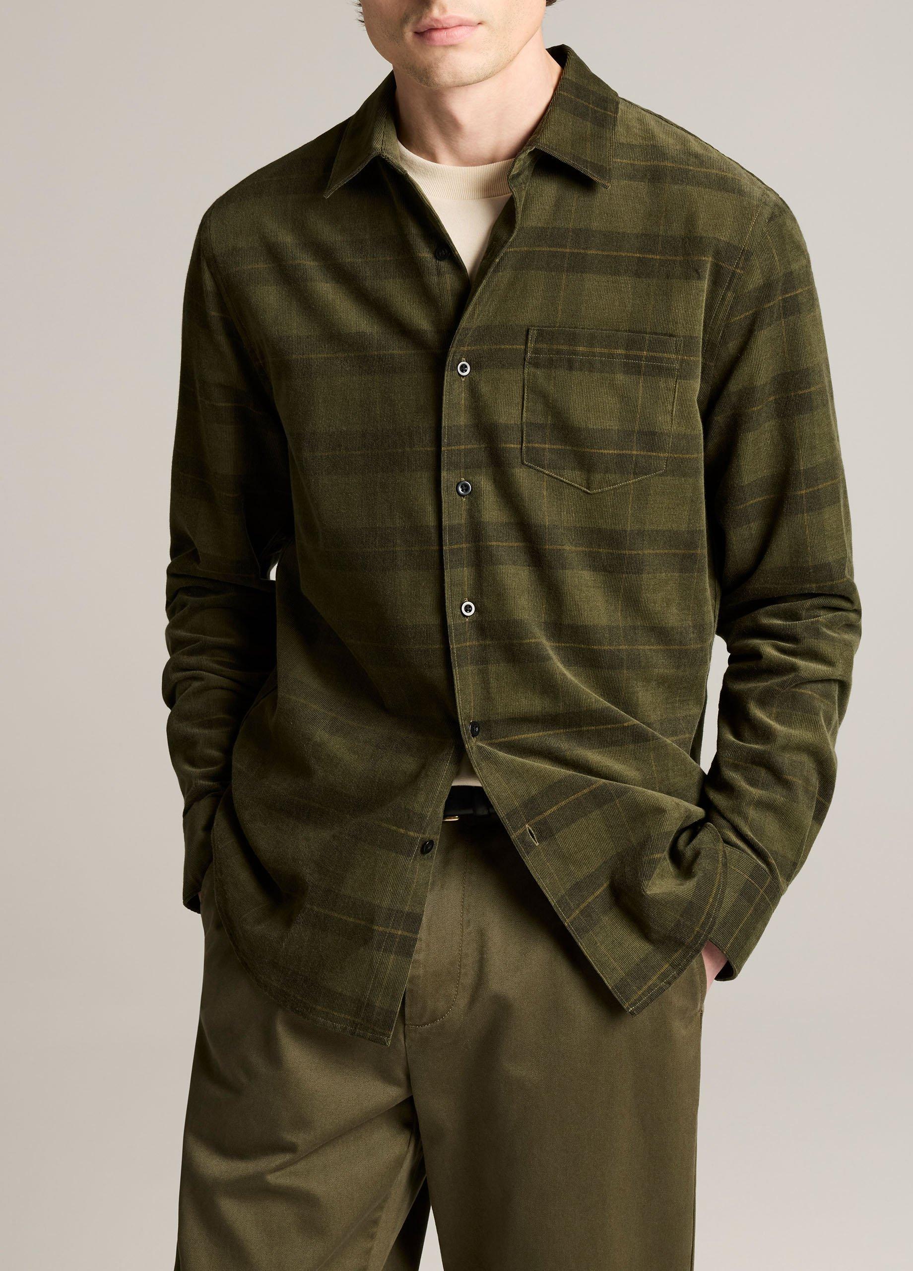 Hamilton Plaid Cotton Corduroy Button-Front Shirt image number 0