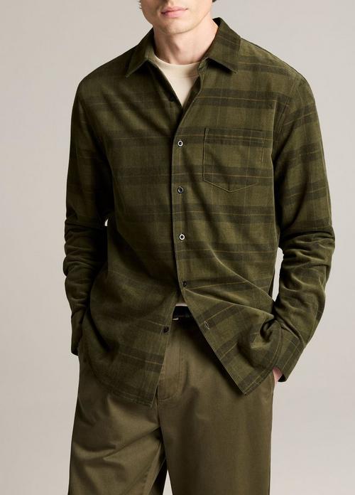 Hamilton Plaid Cotton Corduroy Button-Front Shirt
