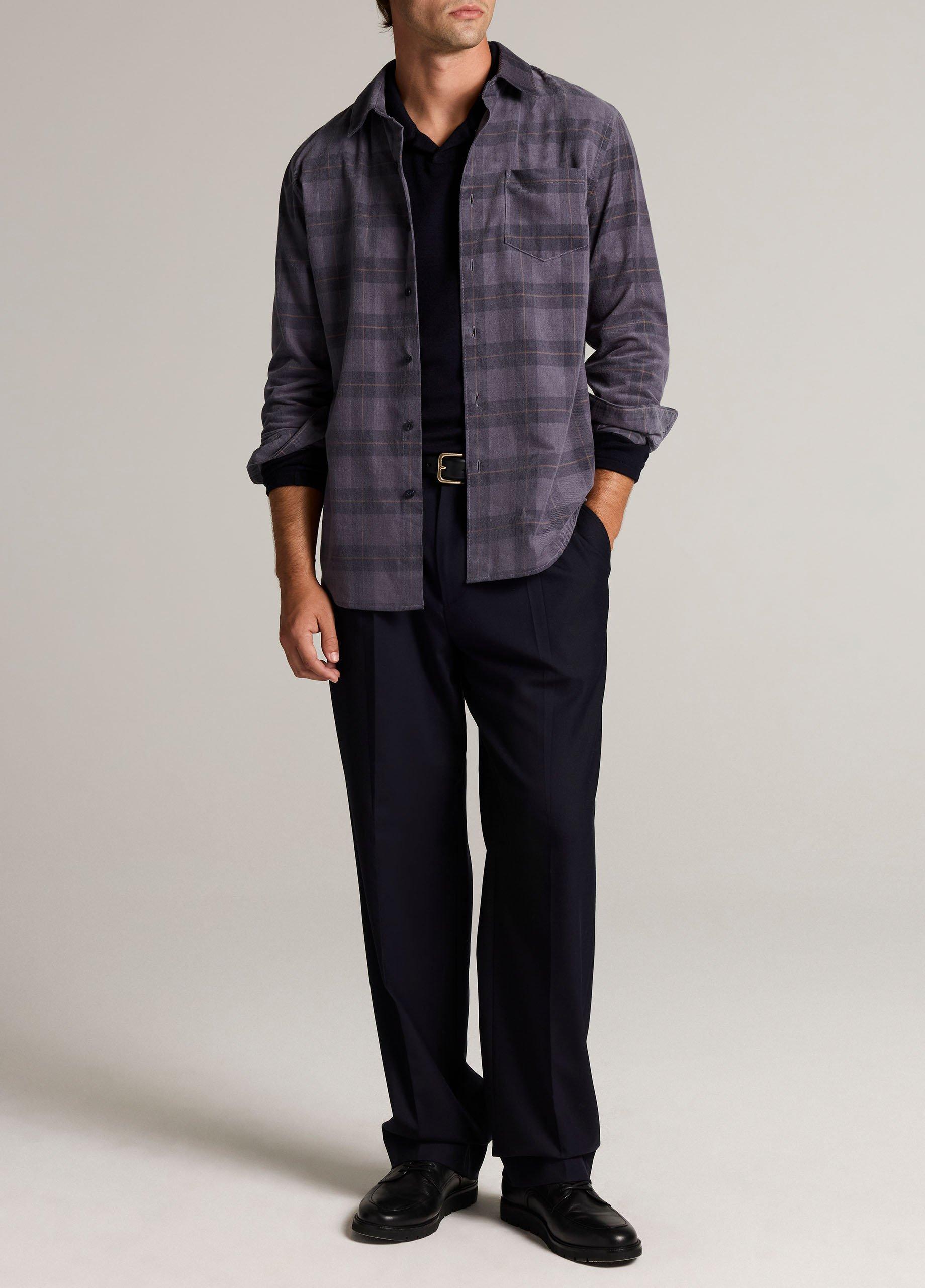 Hamilton Plaid Cotton Corduroy Button-Front Shirt image number 3