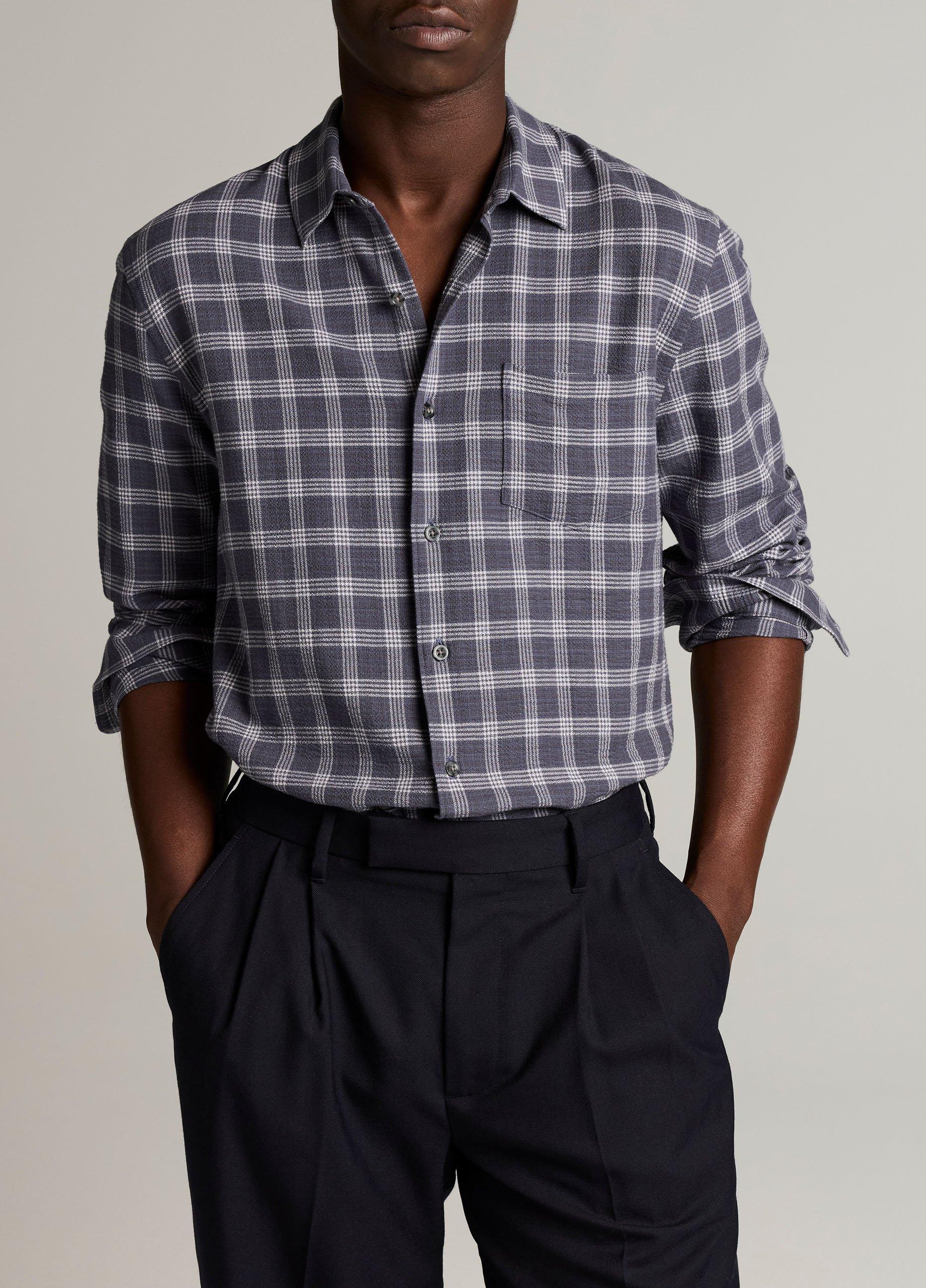 Simmons Plaid Stretch-Cotton Button-Front Shirt image number 0