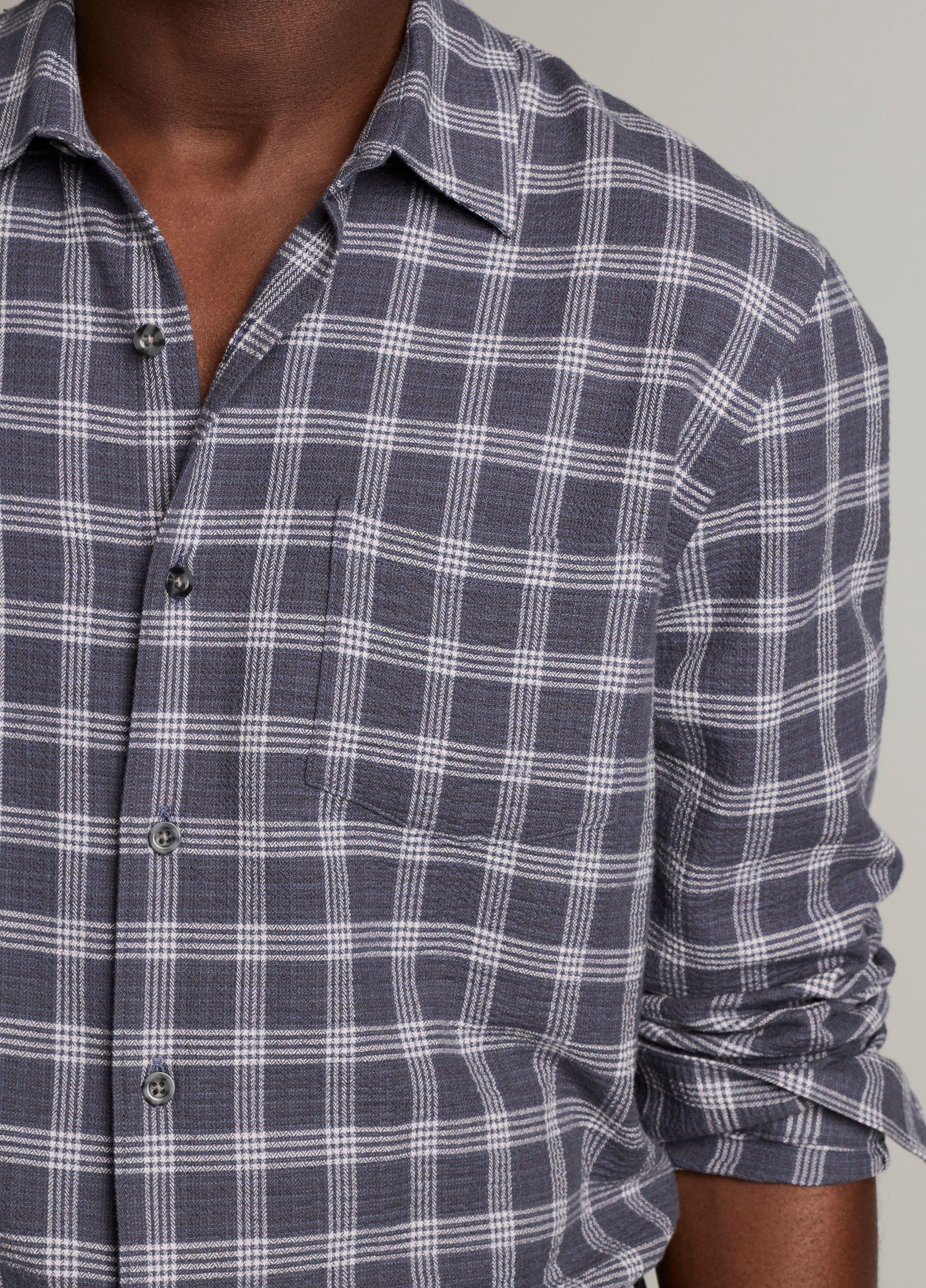 Simmons Plaid Stretch-Cotton Button-Front Shirt image number 1