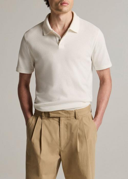 Mesh-Knit Cotton-Blend Snap Polo Shirt