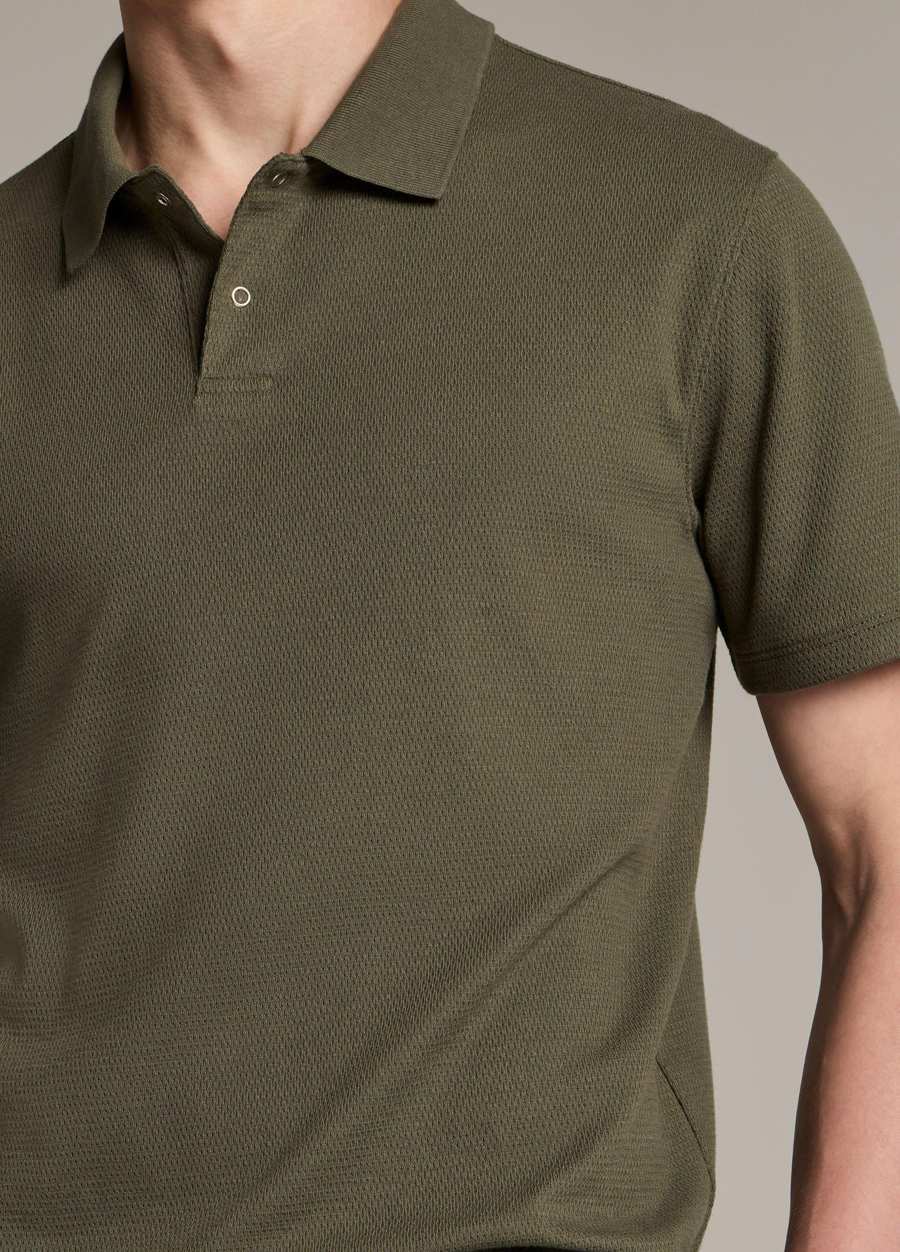 Mesh-Knit Cotton-Blend Snap Polo Shirt image number 1