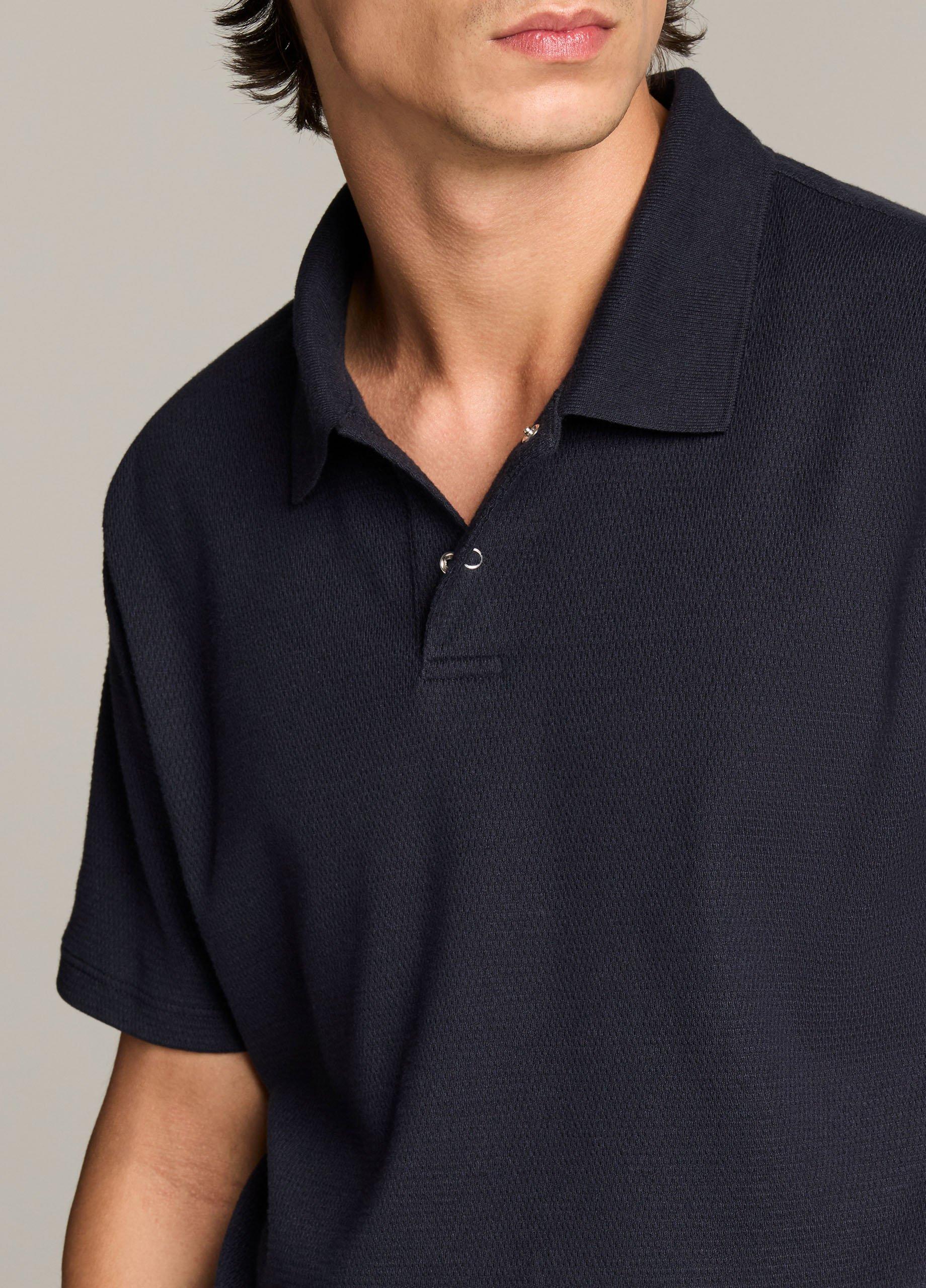 Mesh-Knit Cotton-Blend Snap Polo Shirt image number 1