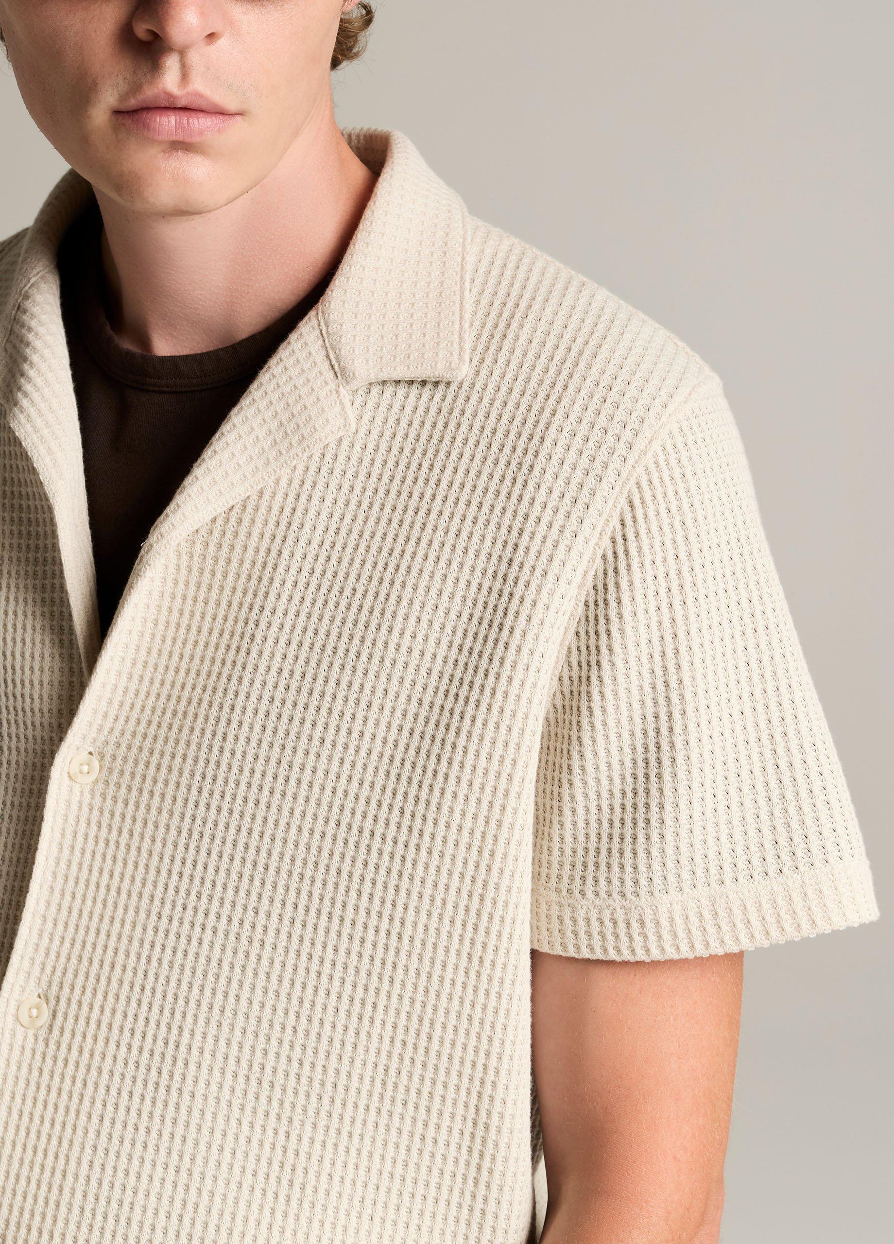 Macro-Waffle Cotton-Blend Cabana Shirt image number 1