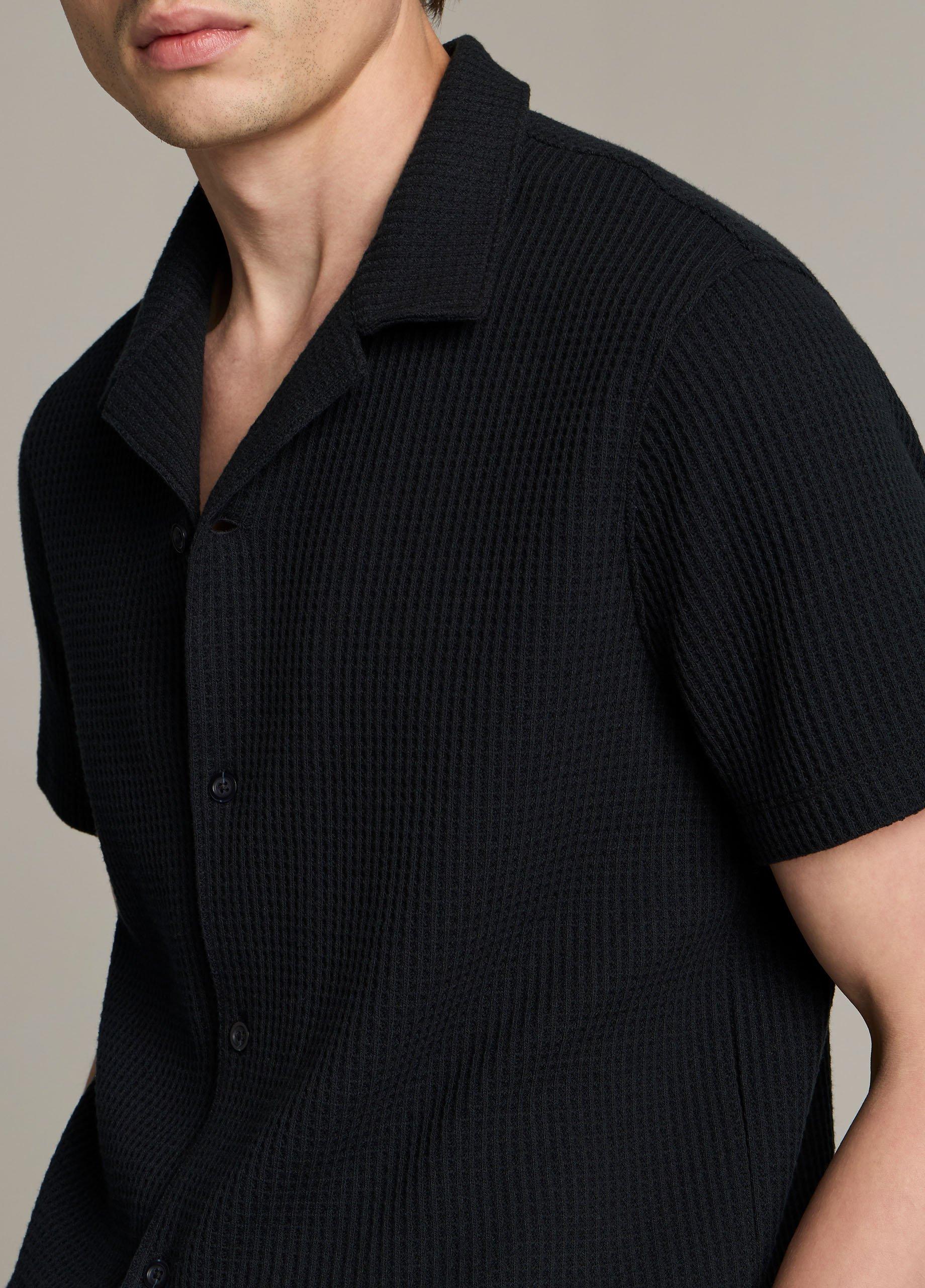 Macro-Waffle Cotton-Blend Cabana Shirt image number 1