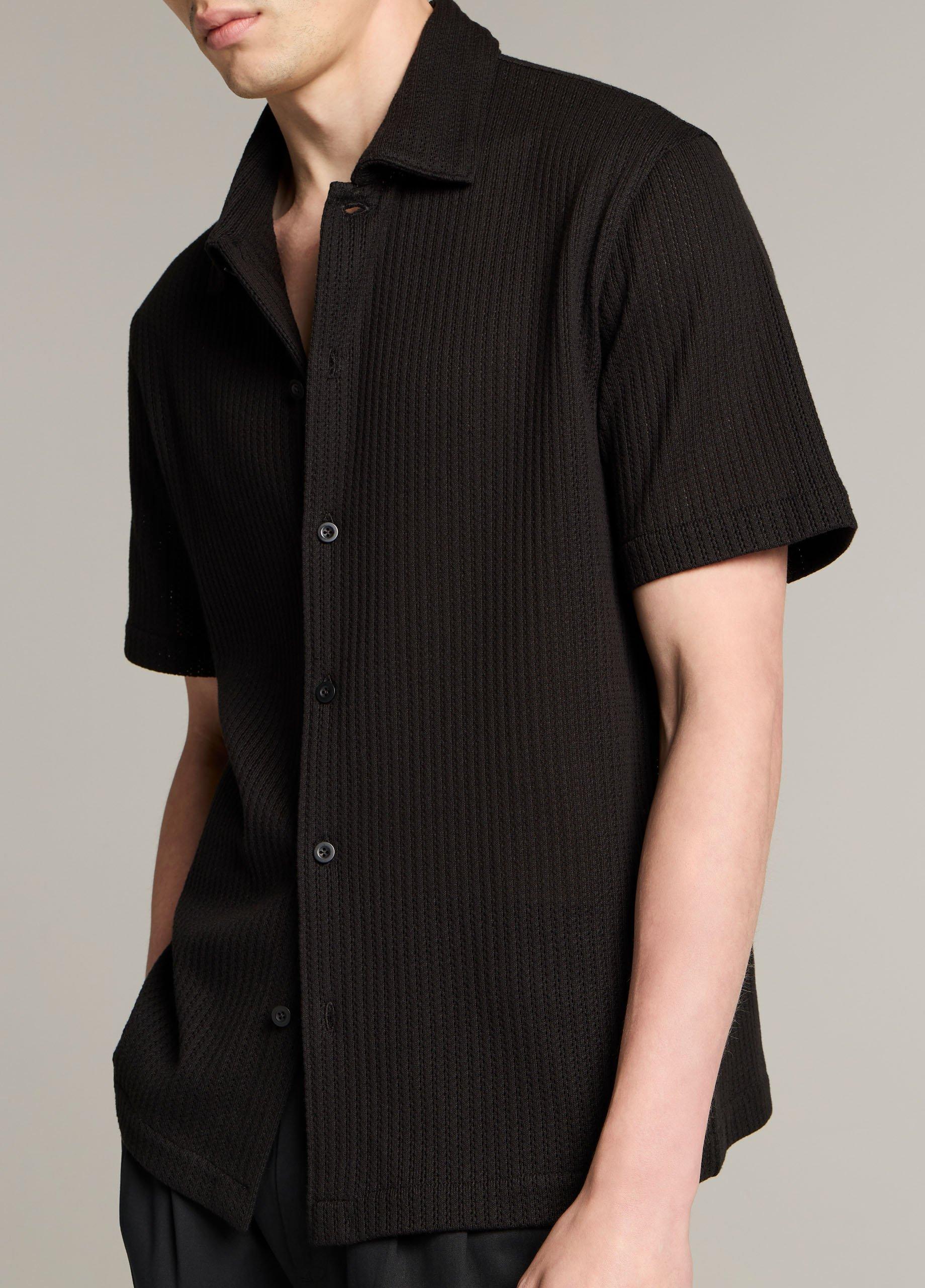Pointelle Cotton-Blend Button-Front Shirt image number 1