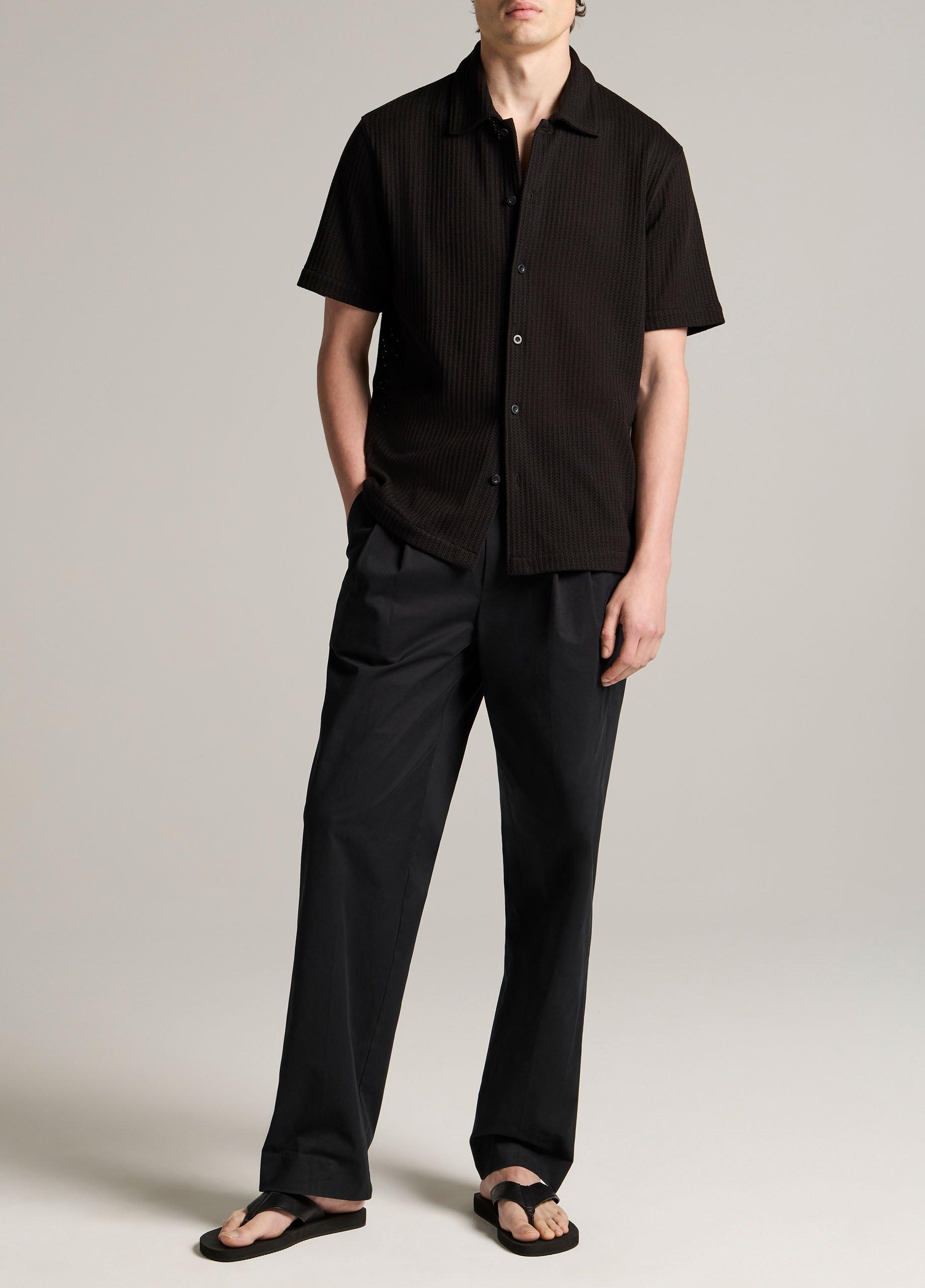 Pointelle Cotton-Blend Button-Front Shirt image number 3