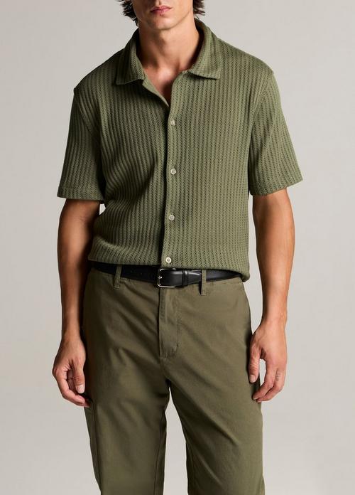 Pointelle Cotton-Blend Button-Front Shirt