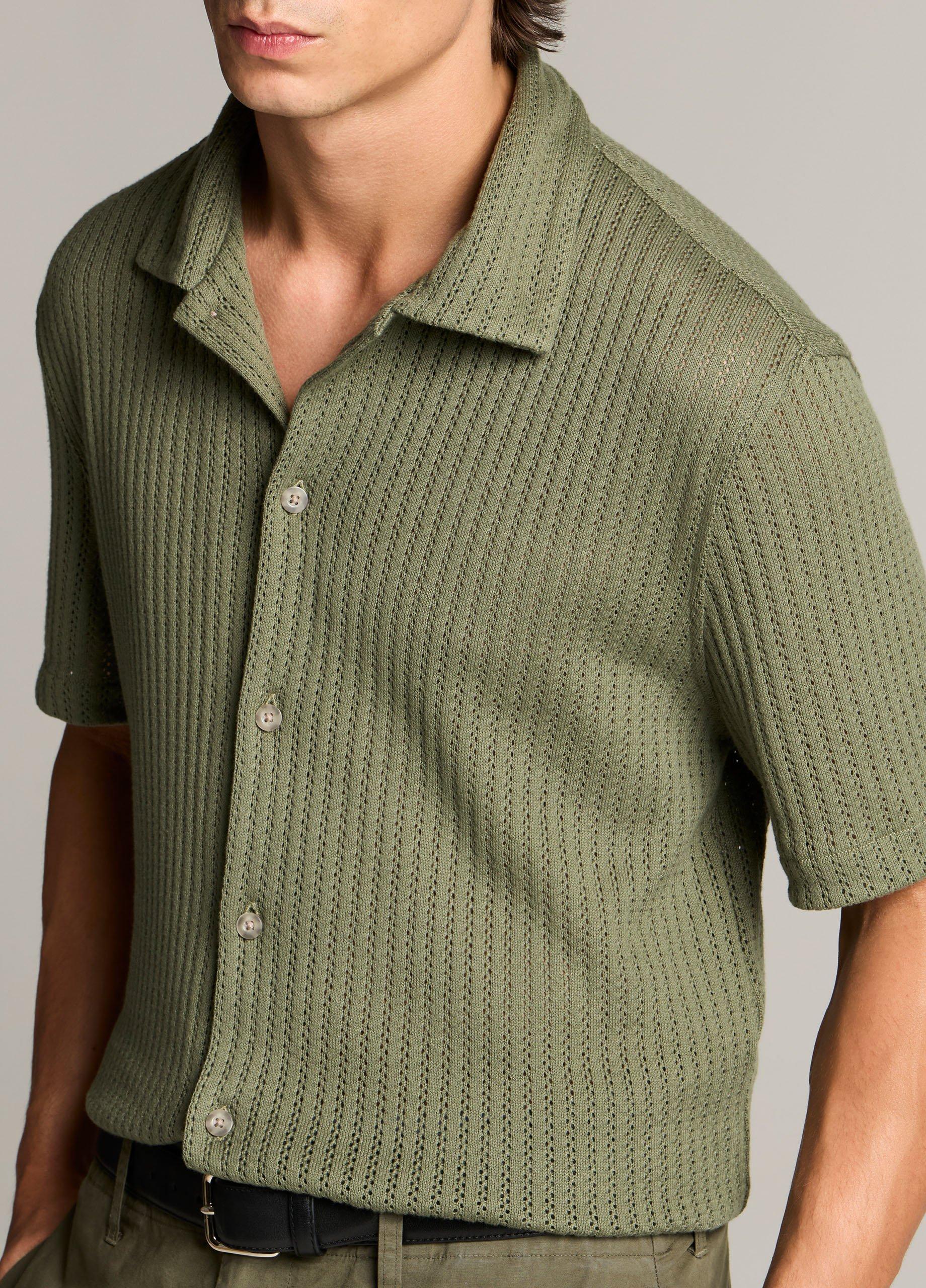 Pointelle Cotton-Blend Button-Front Shirt image number 1
