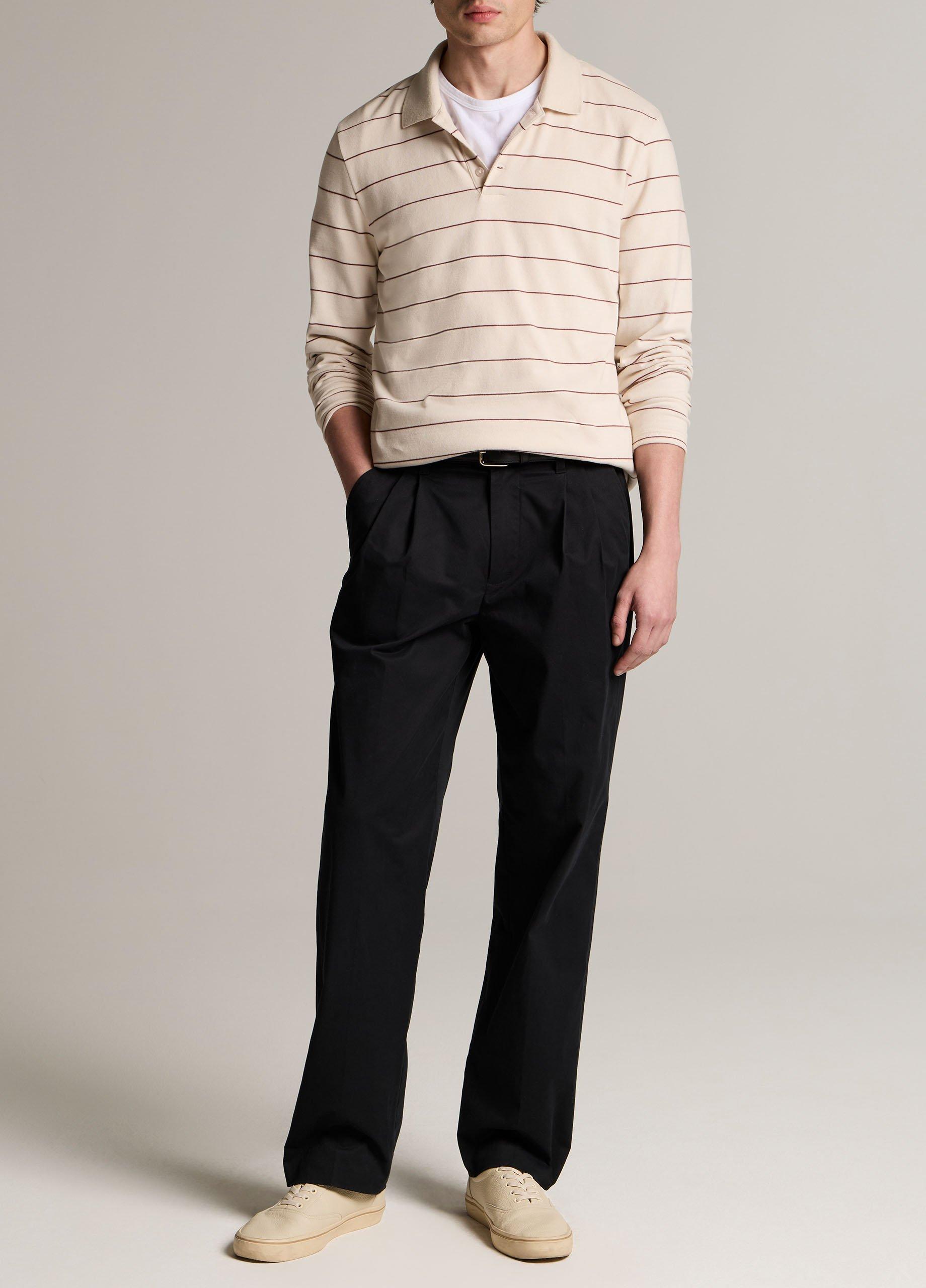 Striped Cotton-Blend Long-Sleeve Polo Shirt image number 3