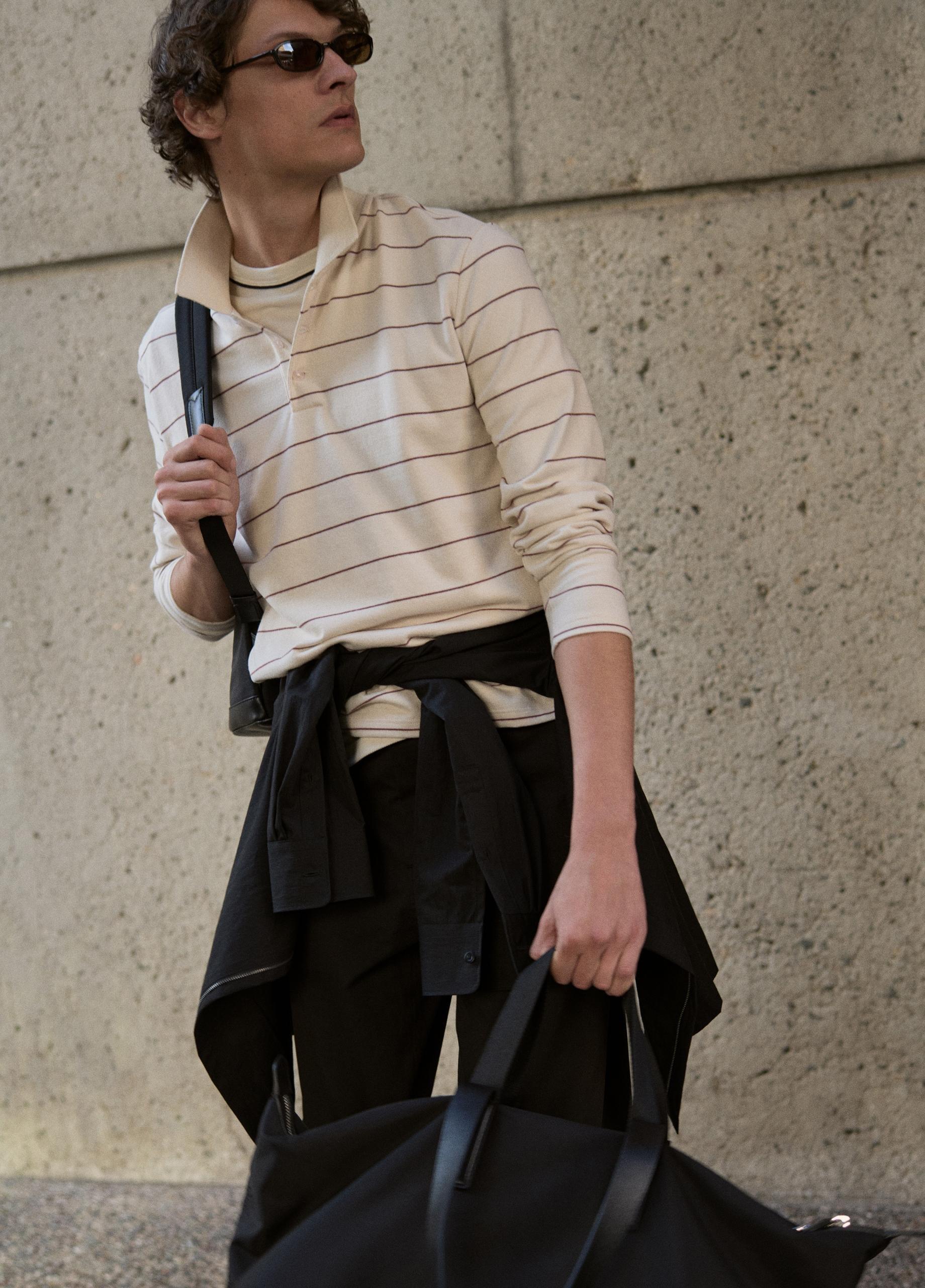 Striped Cotton-Blend Long-Sleeve Polo Shirt image number 4