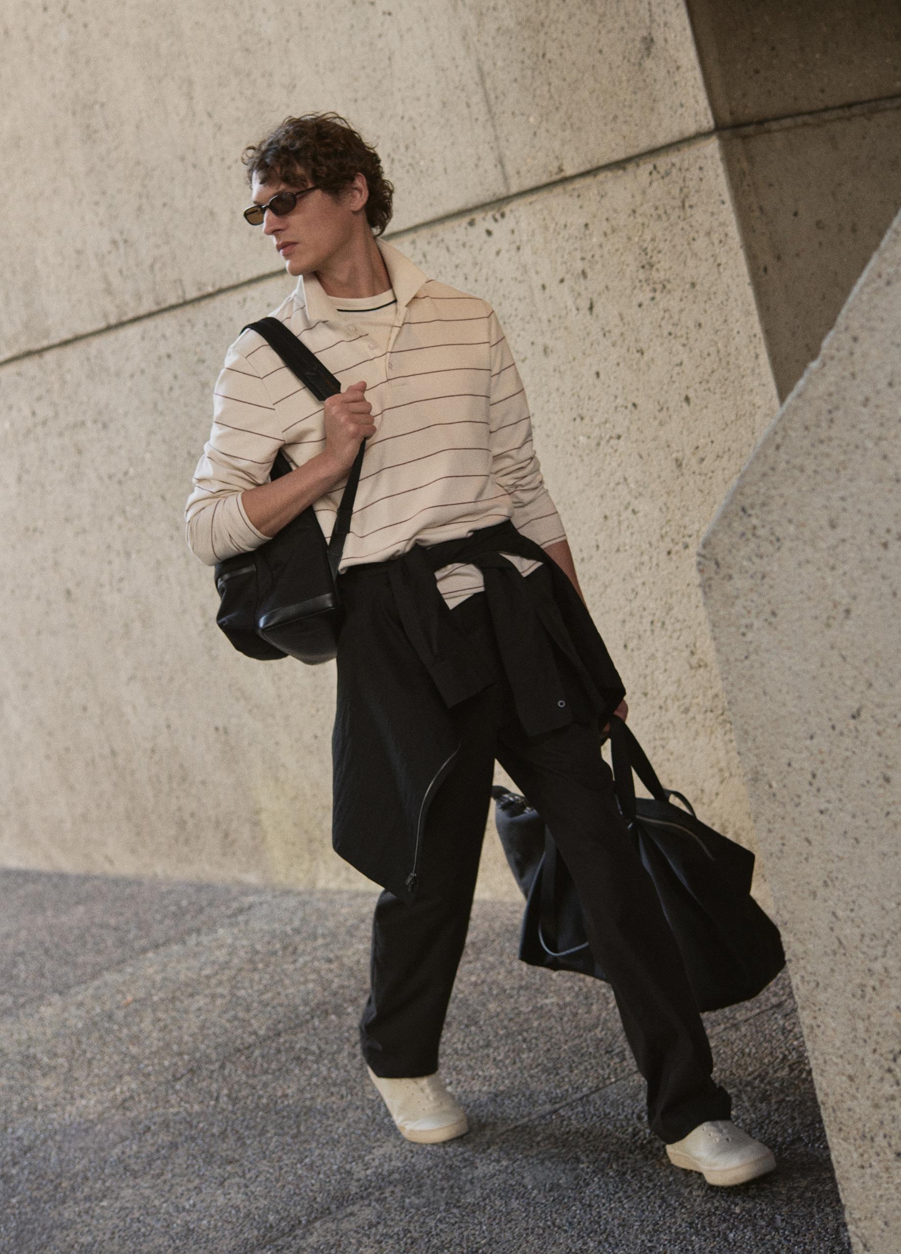 Striped Cotton-Blend Long-Sleeve Polo Shirt image number 5