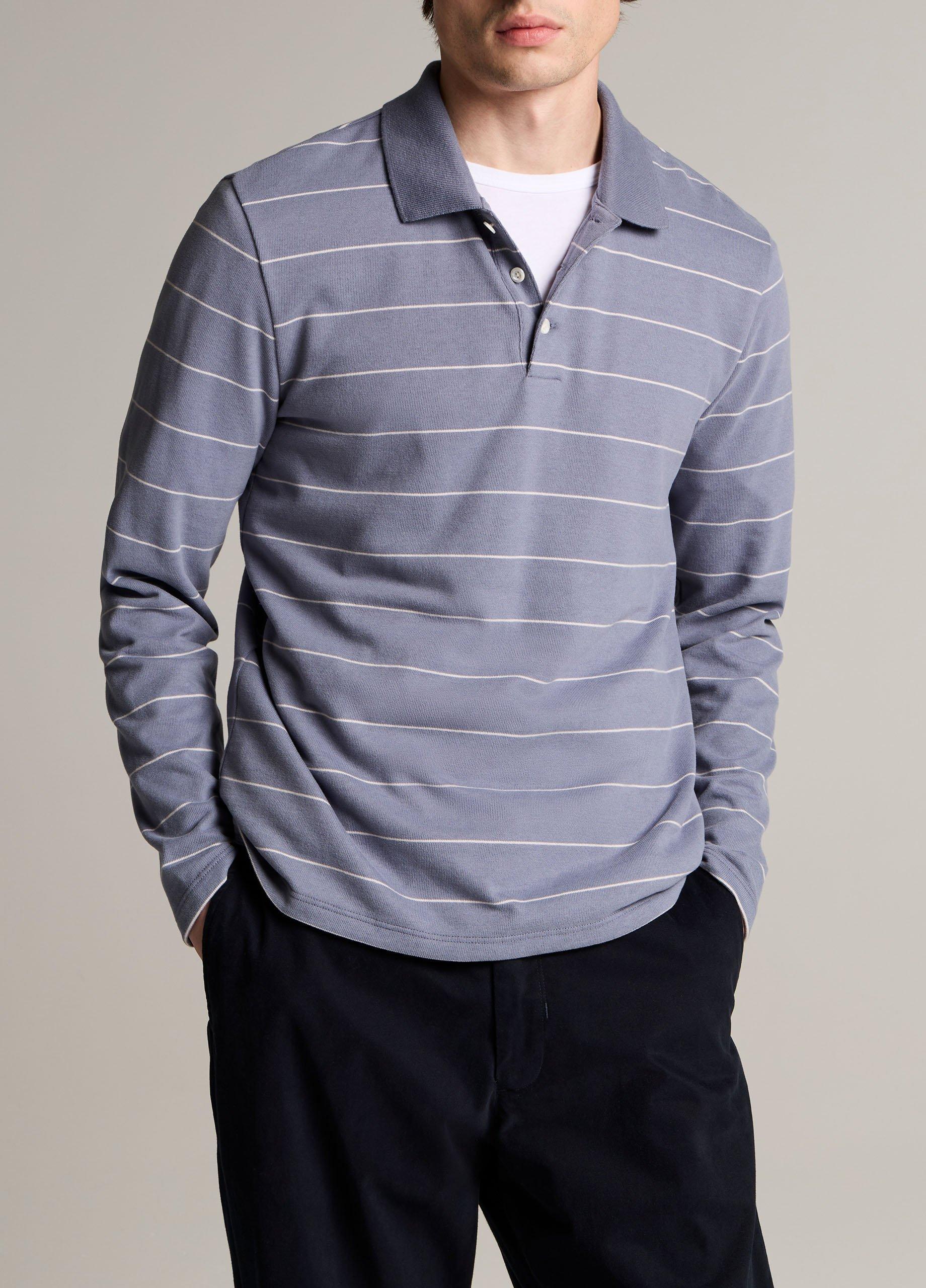 Striped Cotton-Blend Long-Sleeve Polo Shirt image number 0
