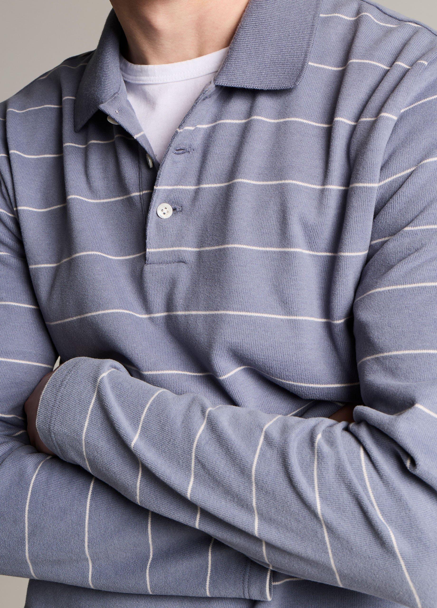 Striped Cotton-Blend Long-Sleeve Polo Shirt image number 1