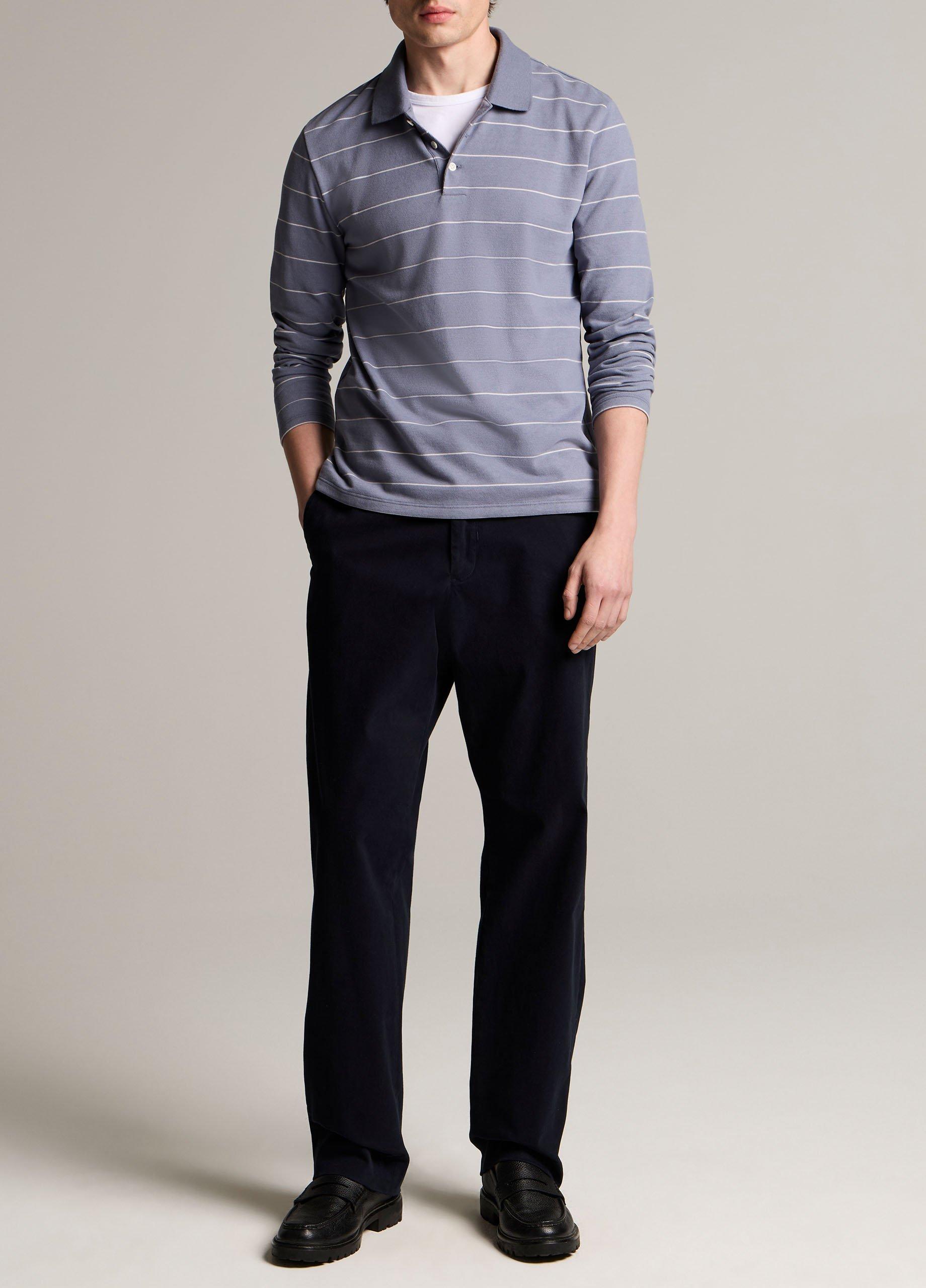 Striped Cotton-Blend Long-Sleeve Polo Shirt image number 3