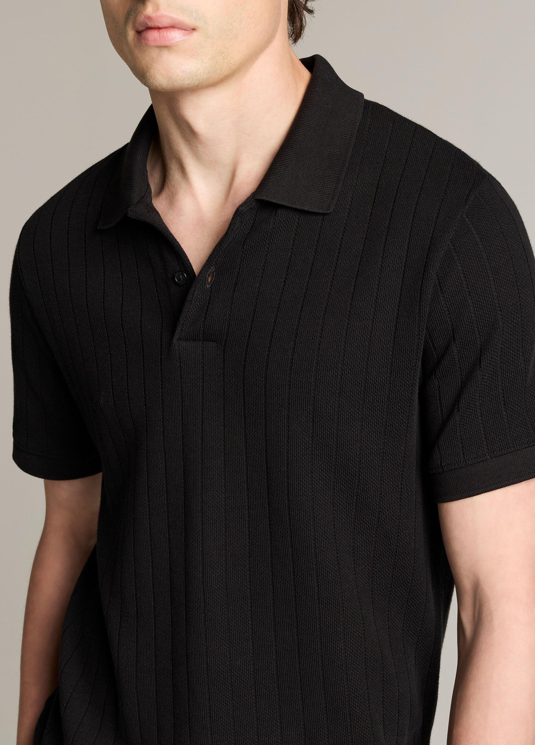 Drop-Needle Stripe Pima Cotton Polo Shirt image number 1