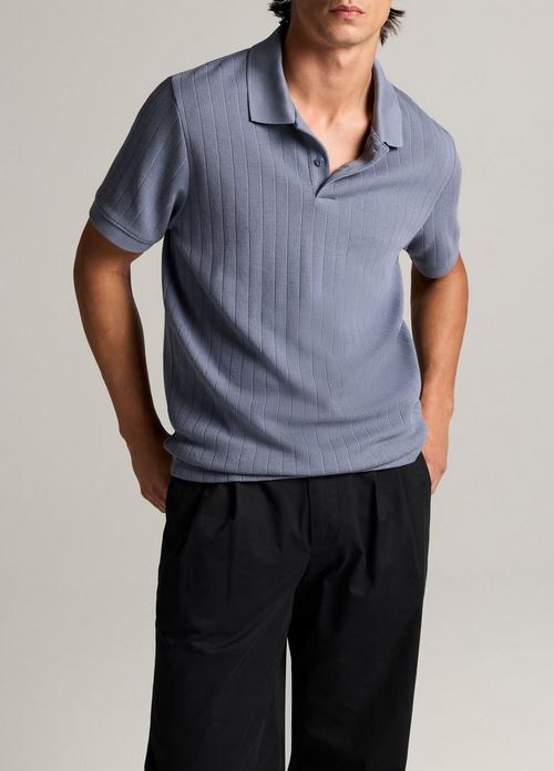 Drop-Needle Stripe Pima Cotton Polo Shirt