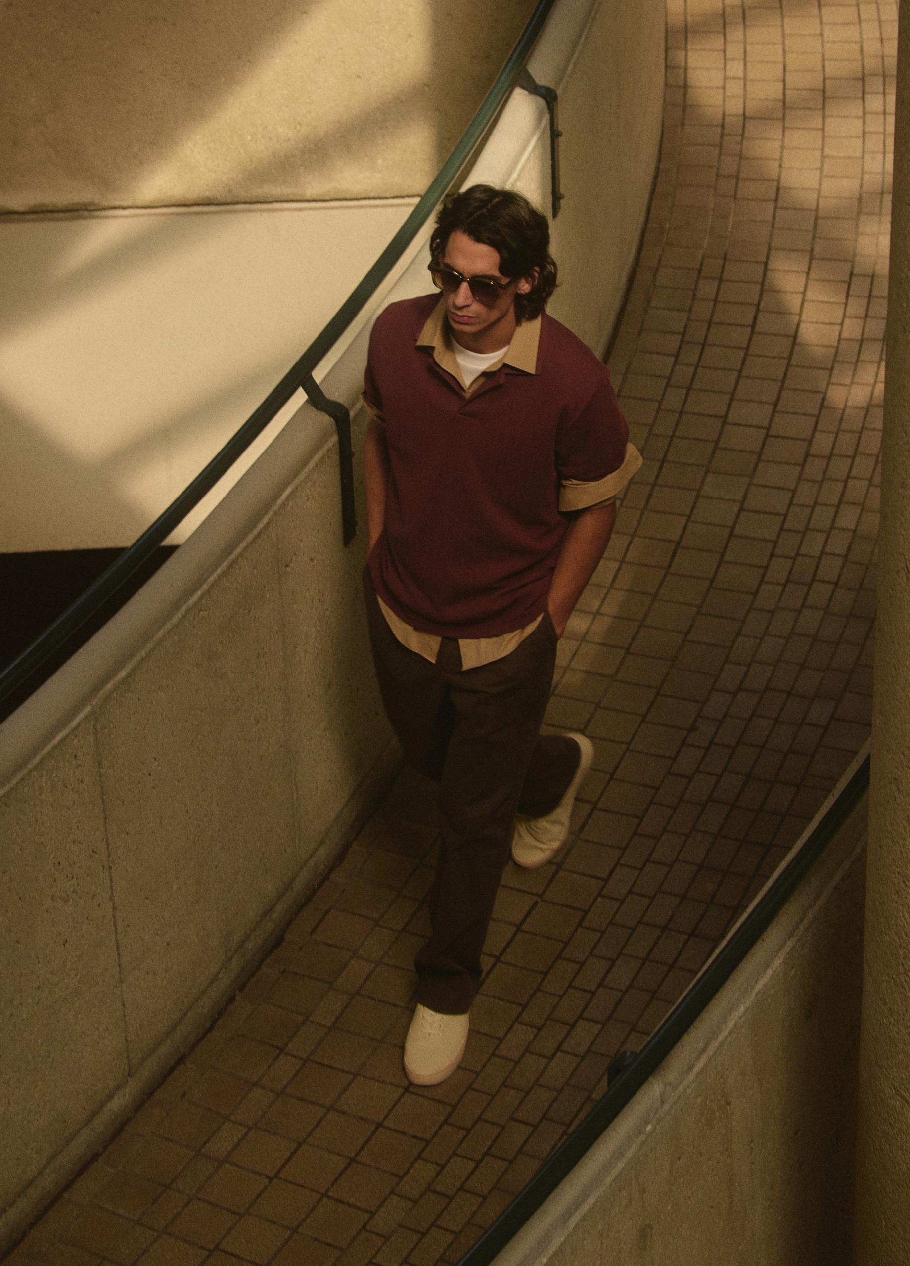 Drop-Needle Stripe Pima Cotton Polo Shirt image number 5