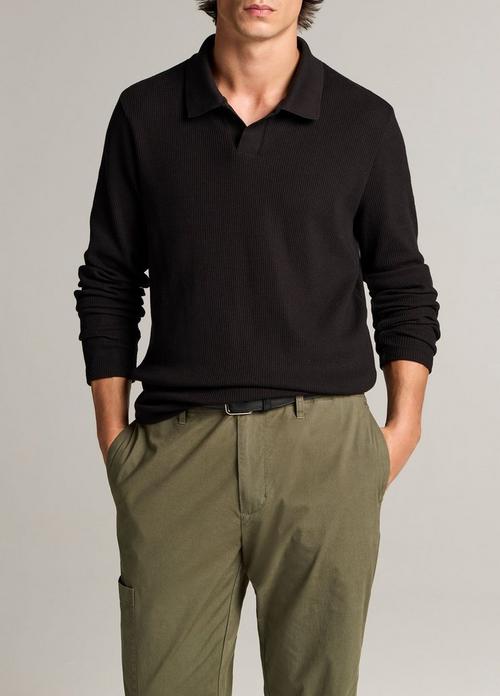 Macro-Rib Cotton Johnny-Collar Shirt
