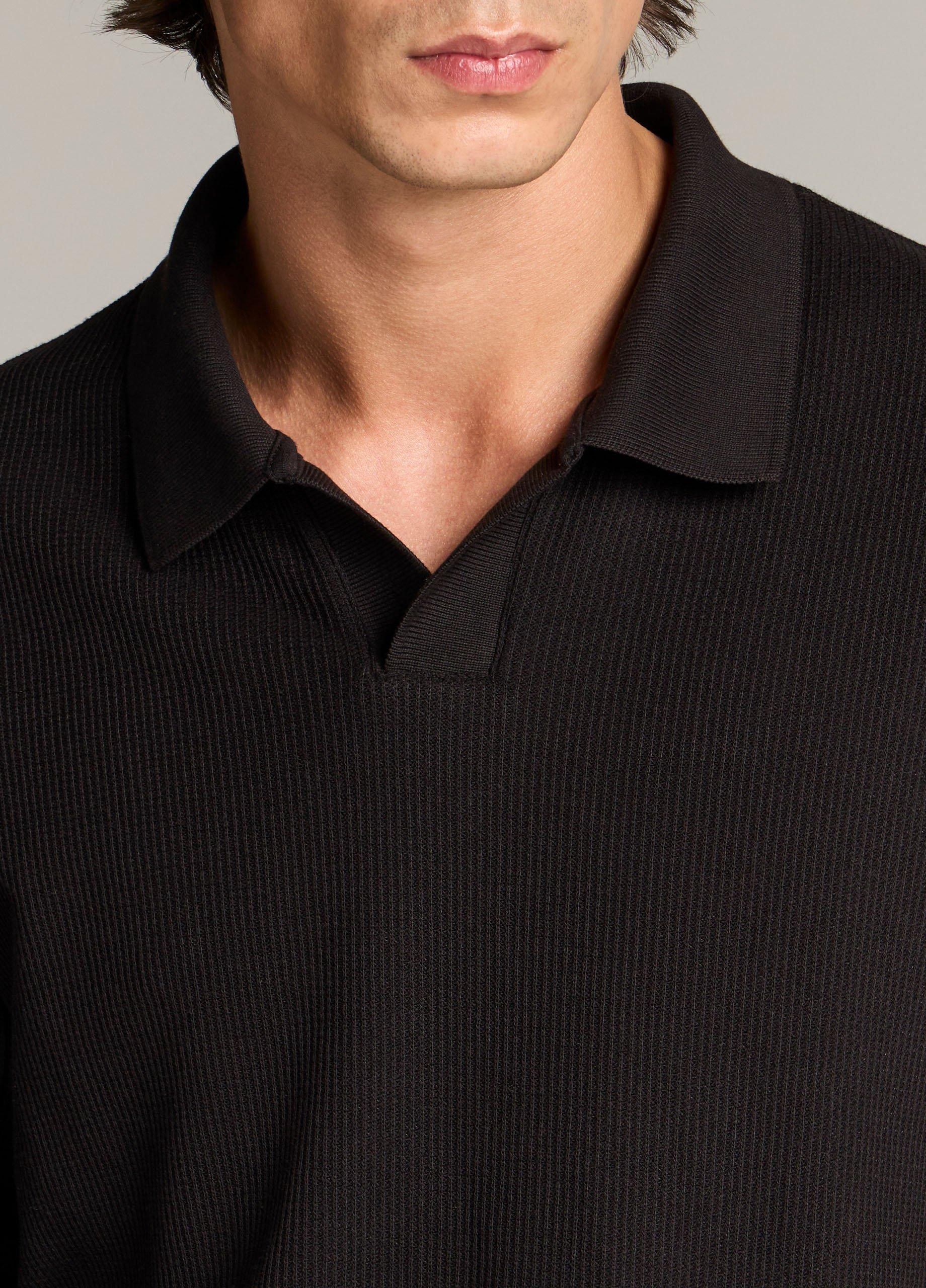 Macro-Rib Cotton Johnny-Collar Shirt image number 1