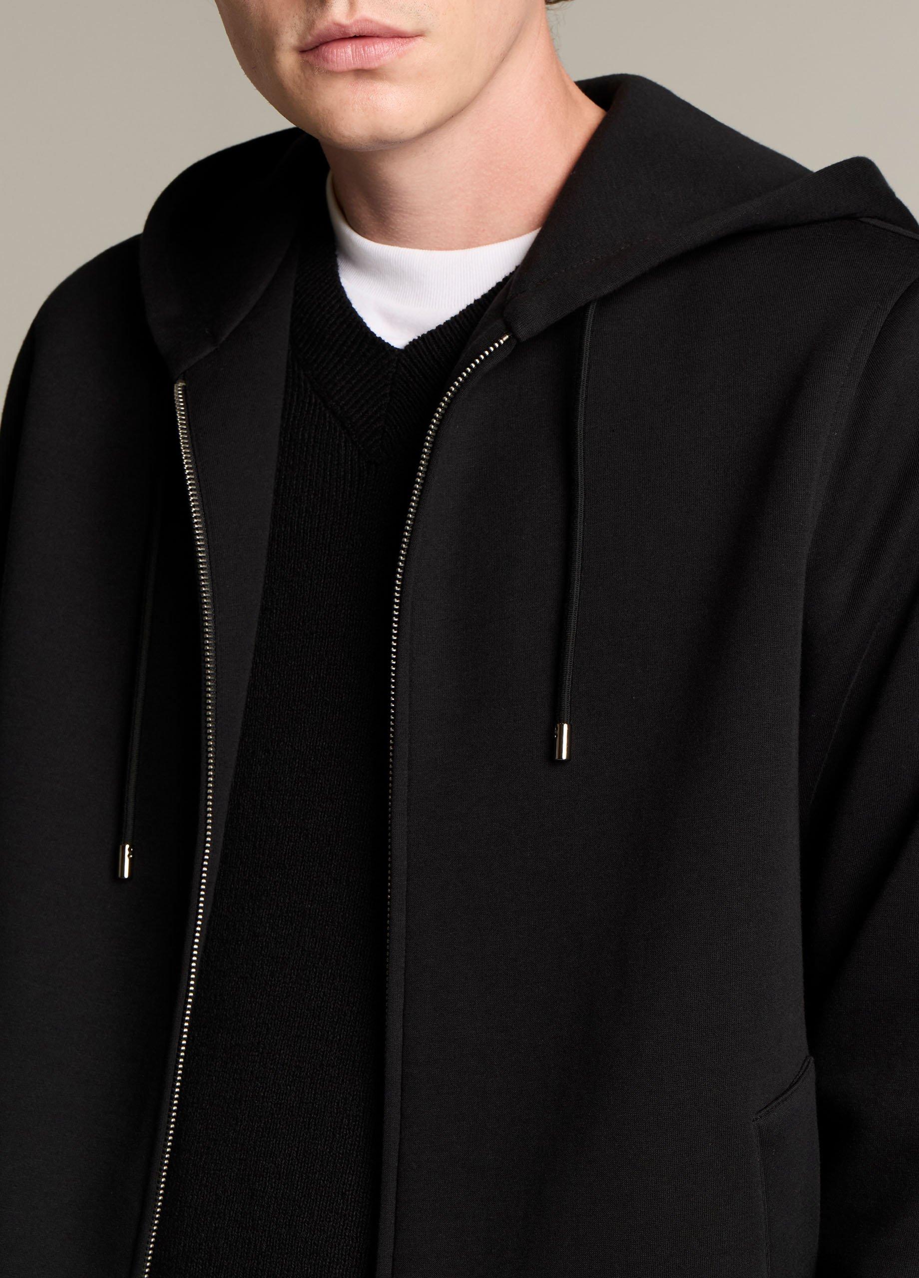 Cotton-Blend Scuba Zip-Front Hoodie image number 1