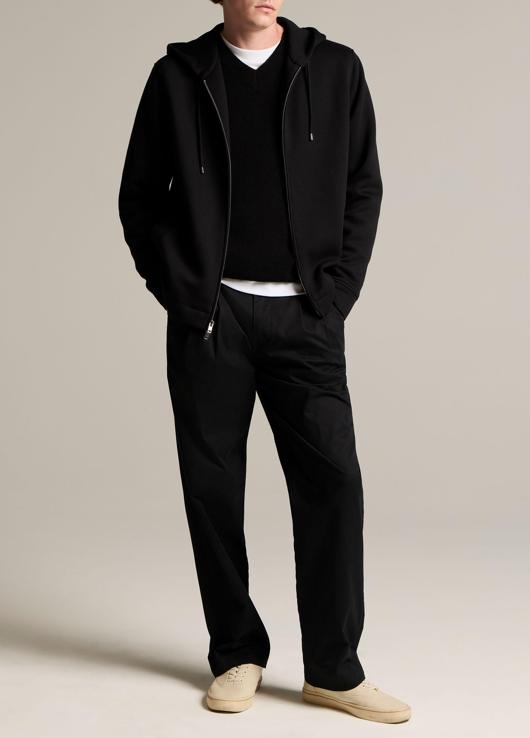 Cotton-Blend Scuba Zip-Front Hoodie image number 3