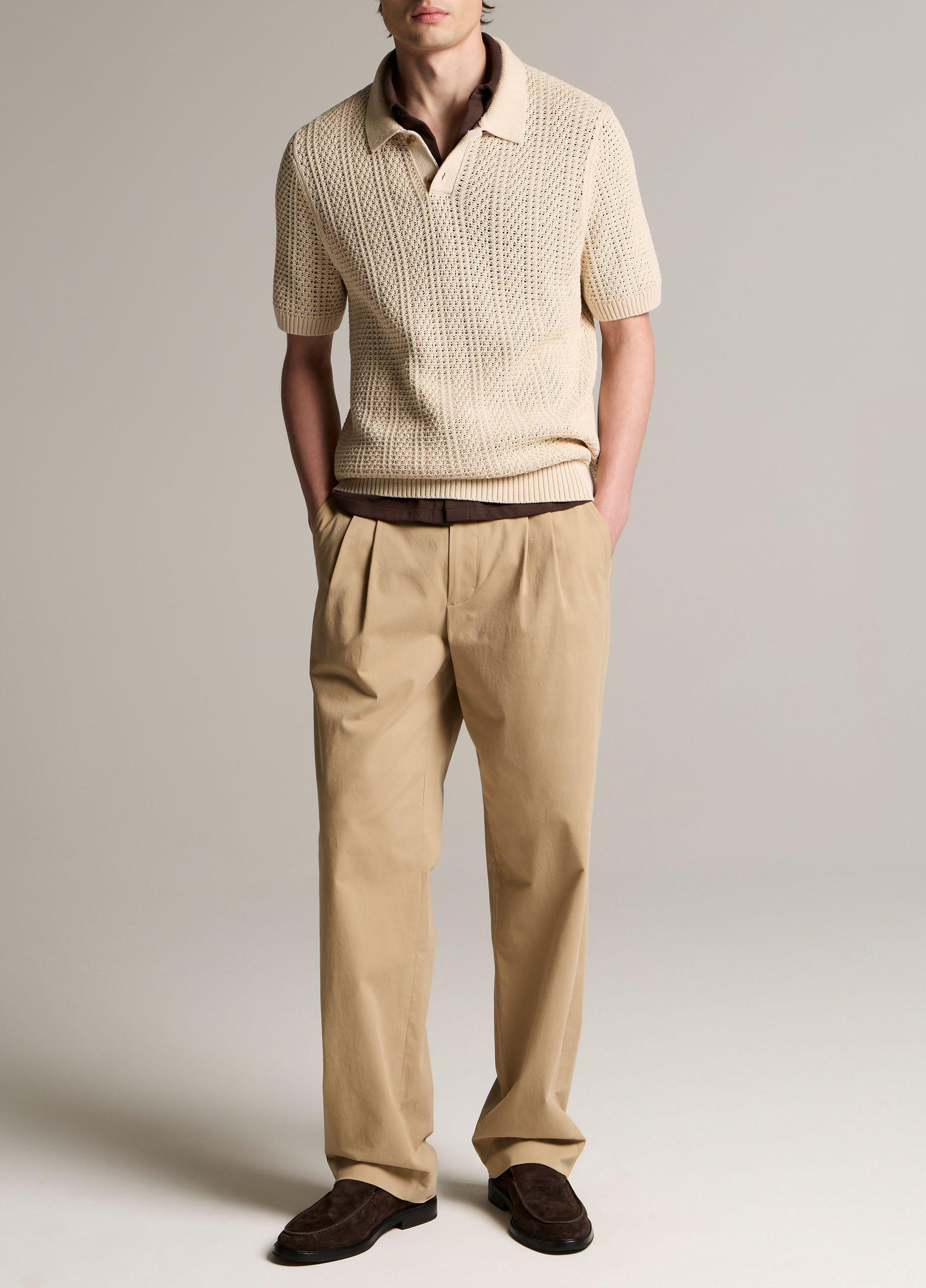 Seed-Stitch Rib Cotton Polo Sweater image number 3