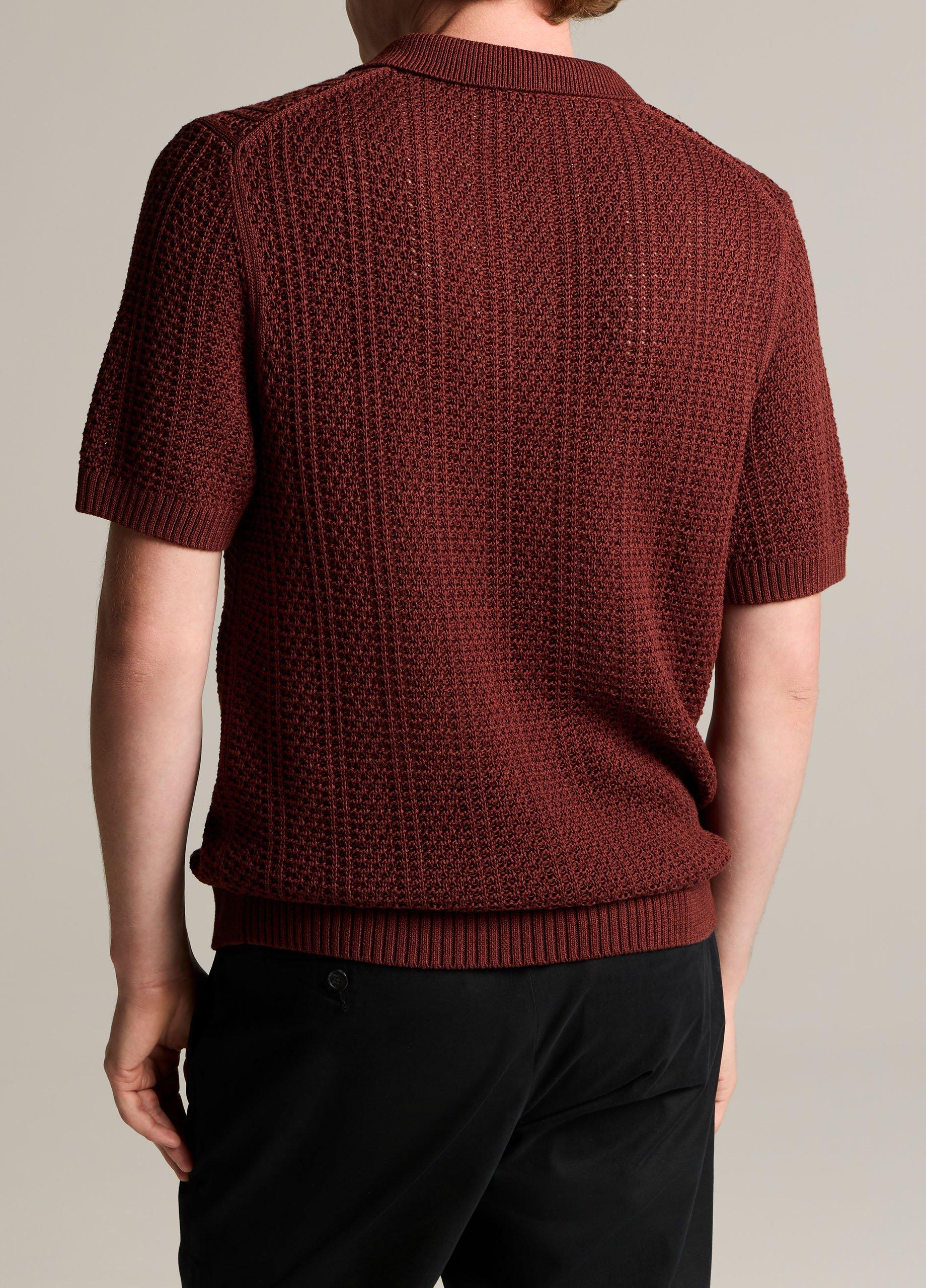 Seed-Stitch Rib Cotton Polo Sweater image number 2