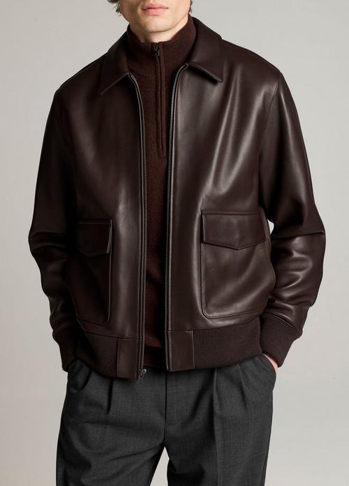Leather Aviator Bomber Jacket