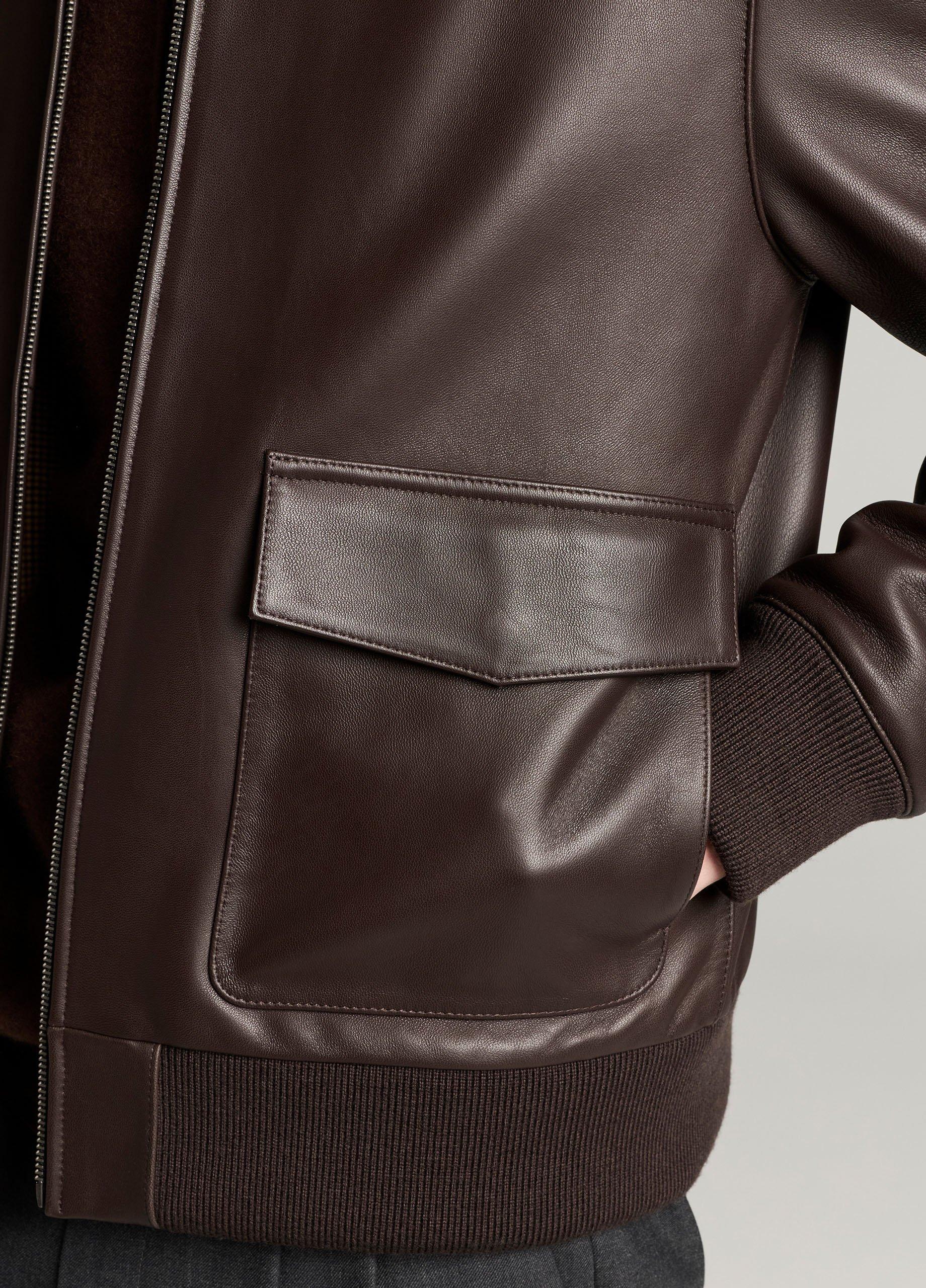 Leather Aviator Bomber Jacket image number 1