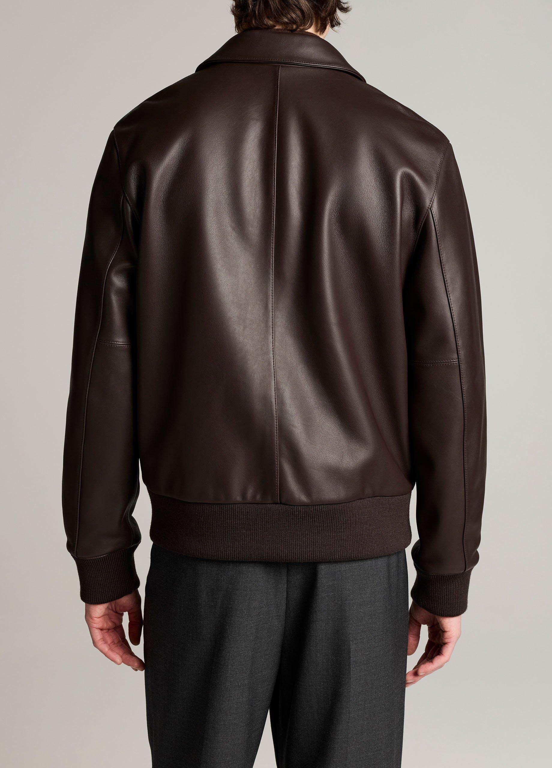 Leather Aviator Bomber Jacket image number 2