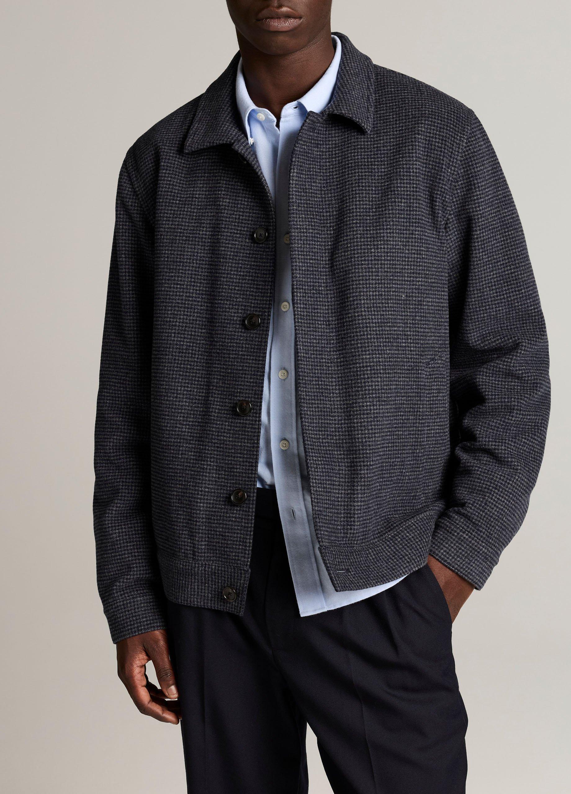 Houndstooth Brushed Wool-Blend Bomber Jacket image number 0