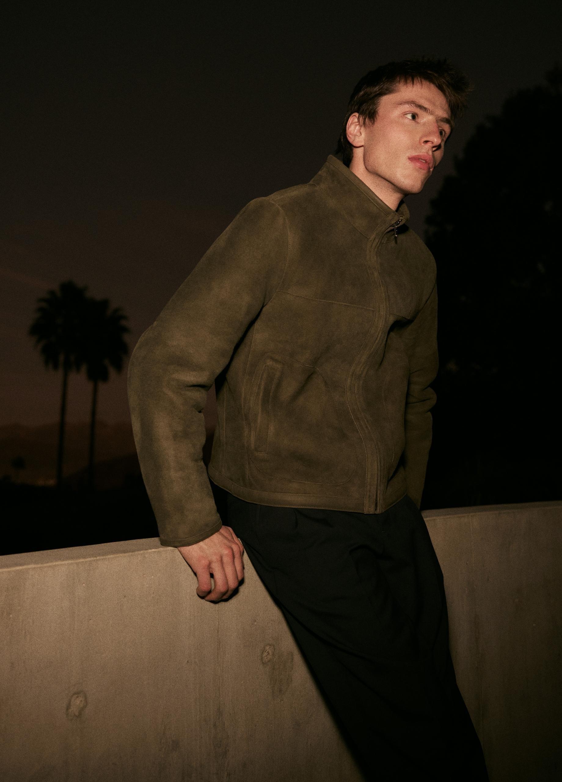 Shearling Funnel-Neck Jacket image number 4