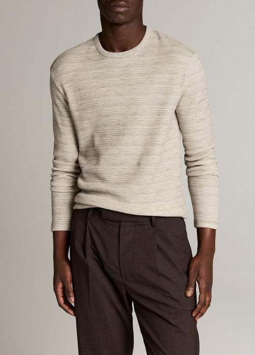 Space-Dye Cotton-Blend Thermal Long-Sleeve T-Shirt