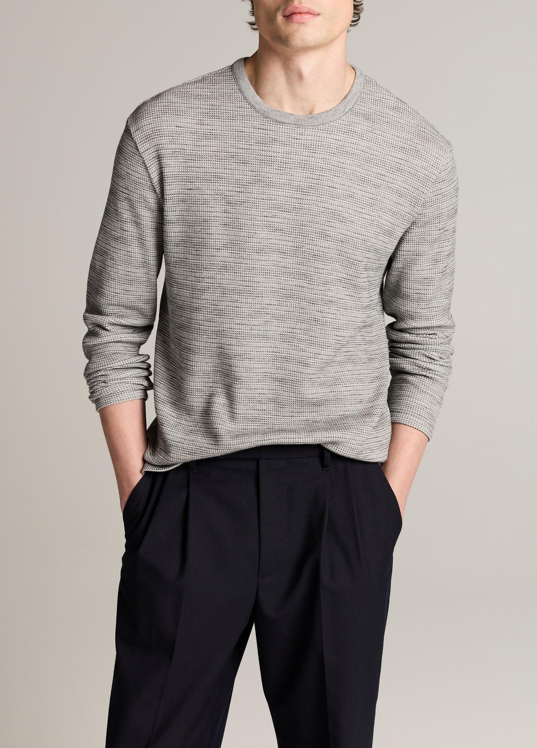 Space-Dye Cotton-Blend Thermal Long-Sleeve T-Shirt image number 0
