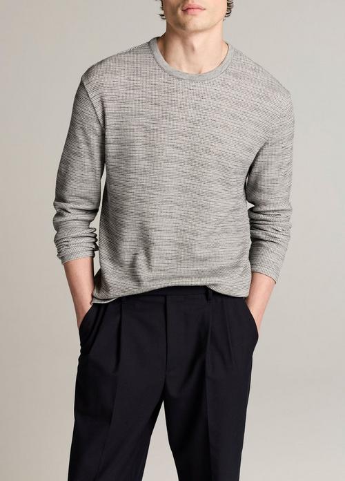 Space-Dye Cotton-Blend Thermal Long-Sleeve T-Shirt