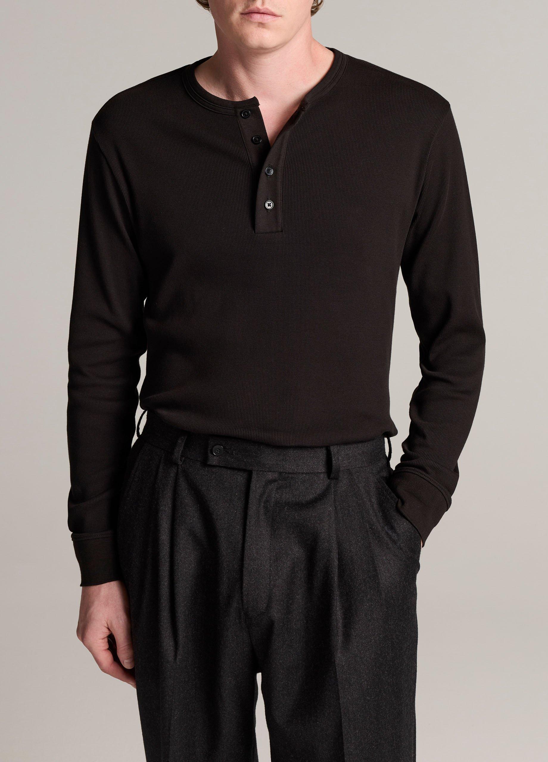 Ribbed Cotton Henley image number 0