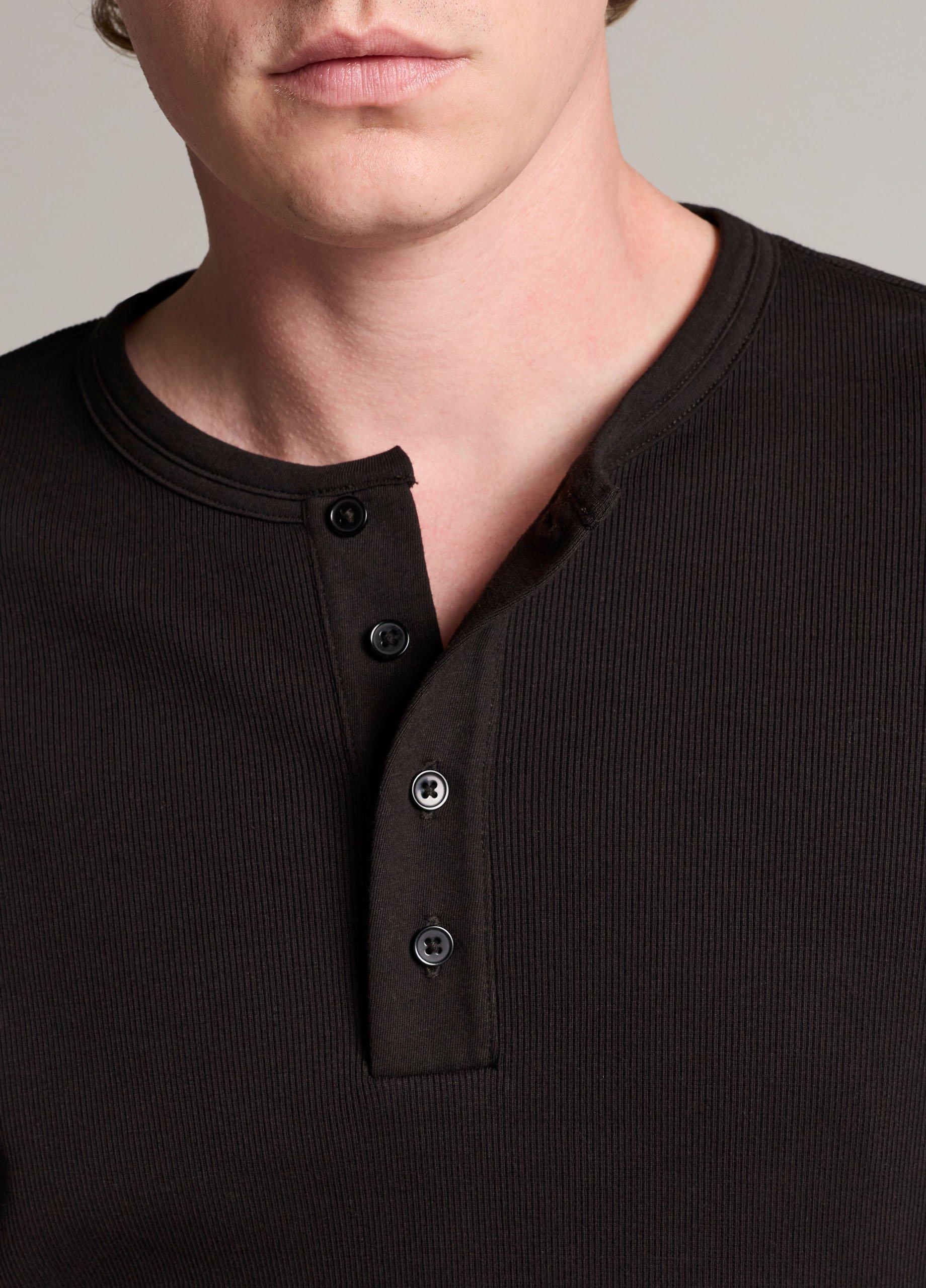 Ribbed Cotton Henley image number 1
