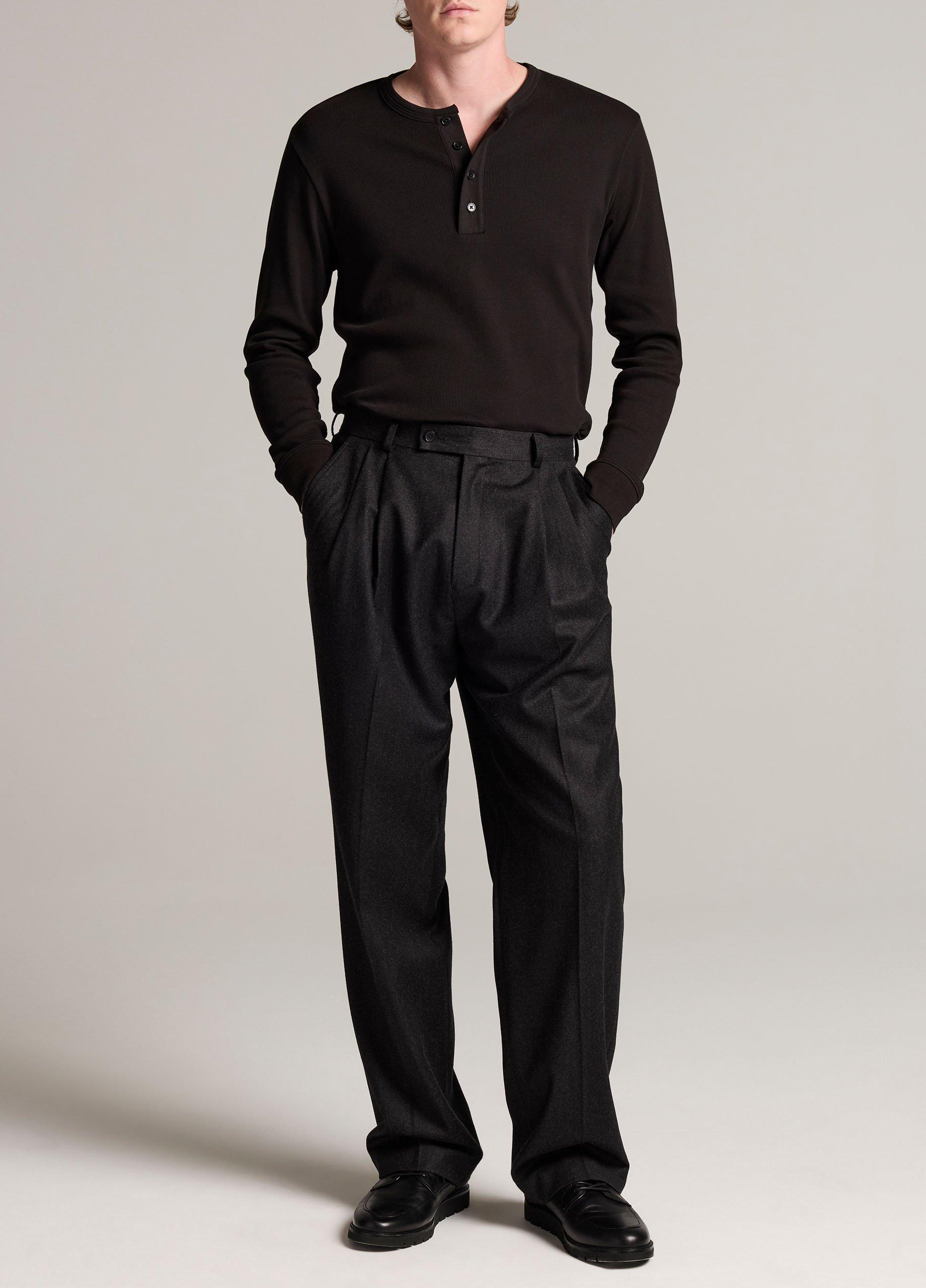 Ribbed Cotton Henley image number 3
