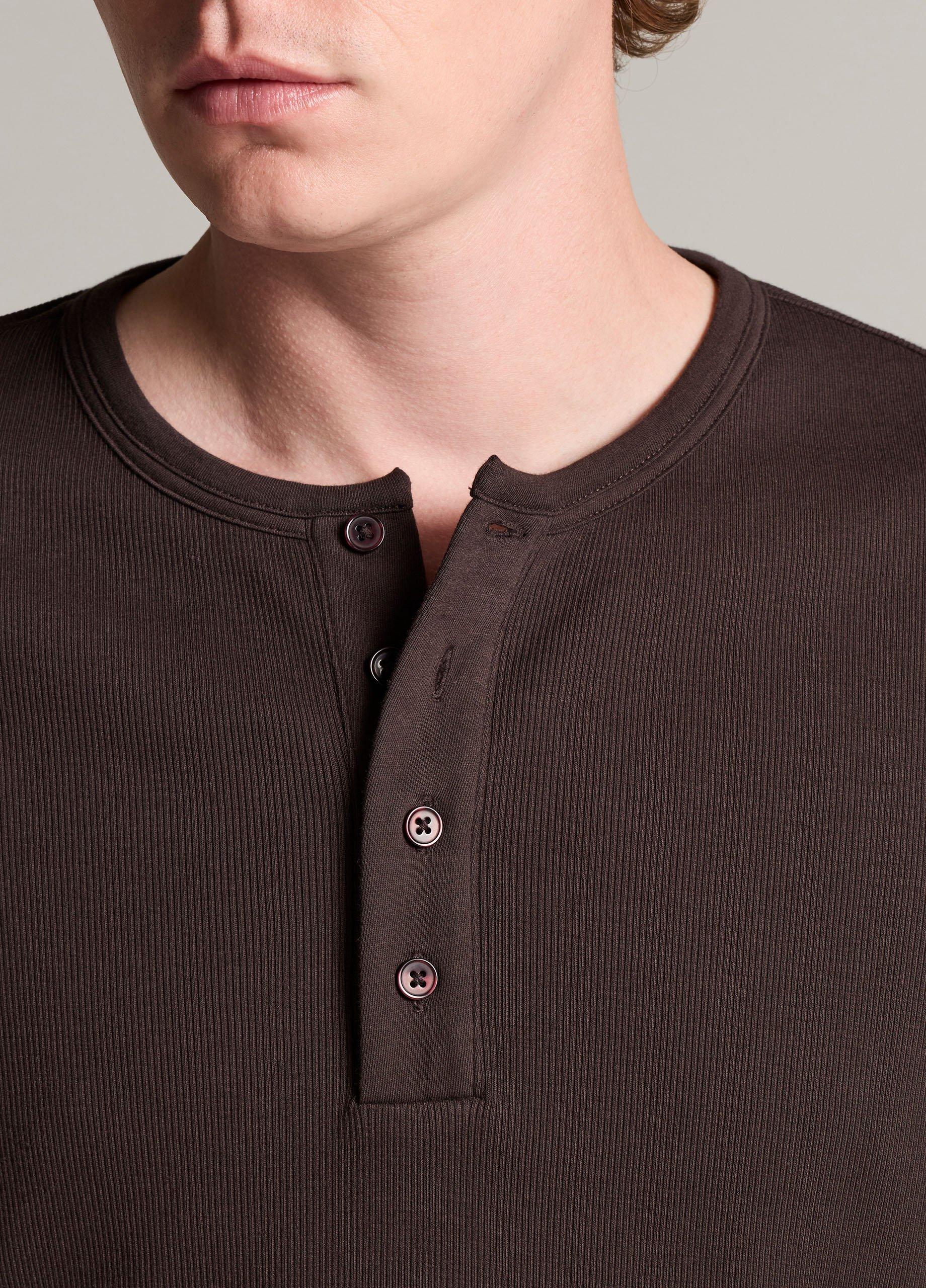 Ribbed Cotton Henley image number 1