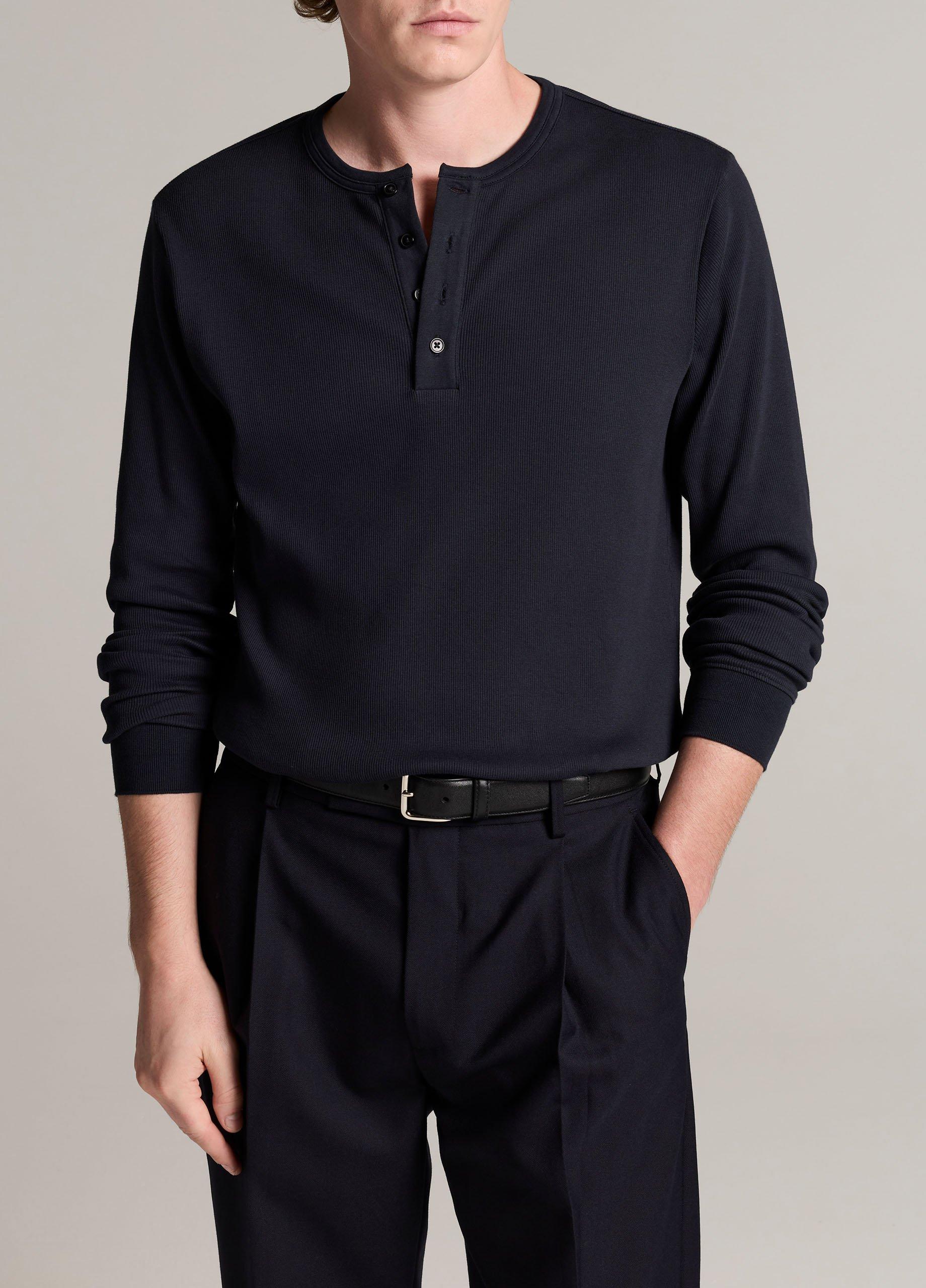 Ribbed Cotton Henley image number 0