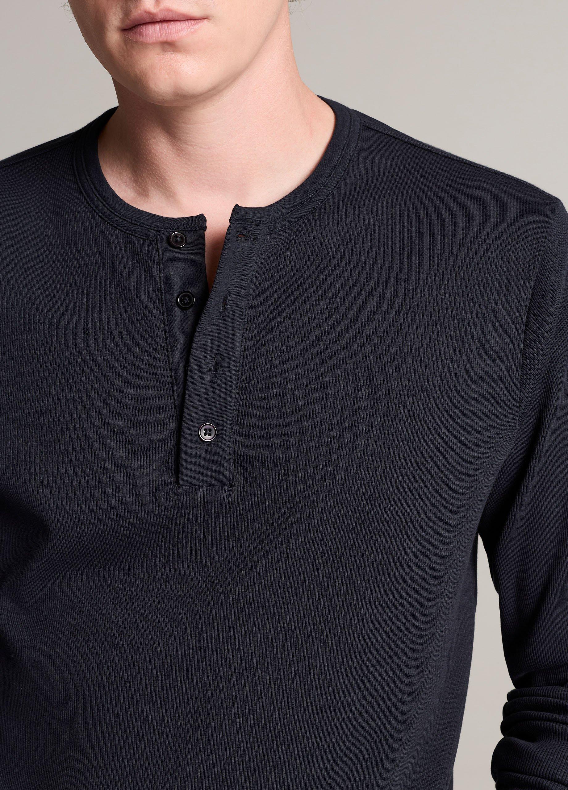Ribbed Cotton Henley image number 1
