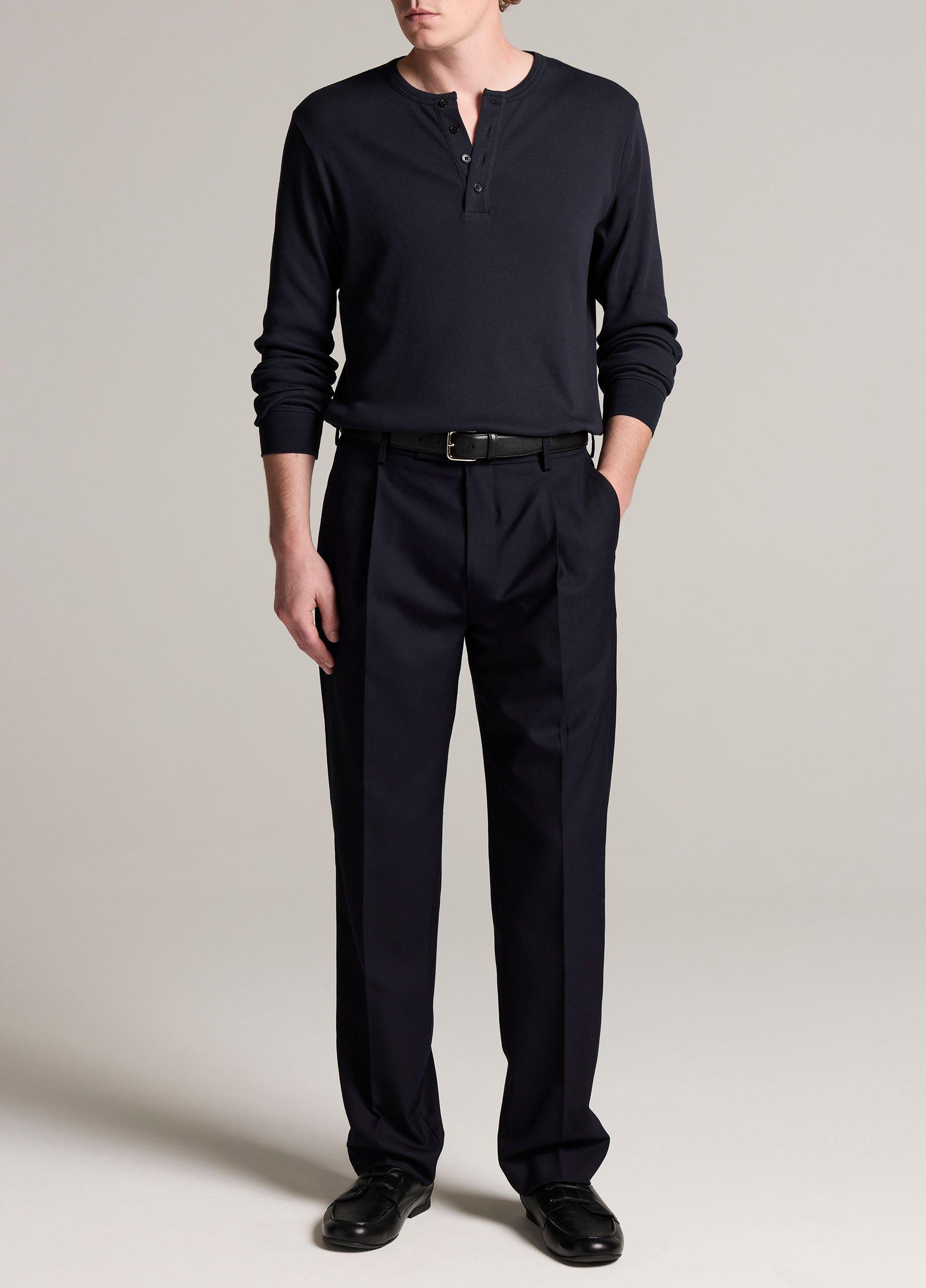 Ribbed Cotton Henley image number 3