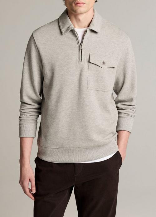 Double-Knit Piqu&eacute; Zip Polo Pullover
