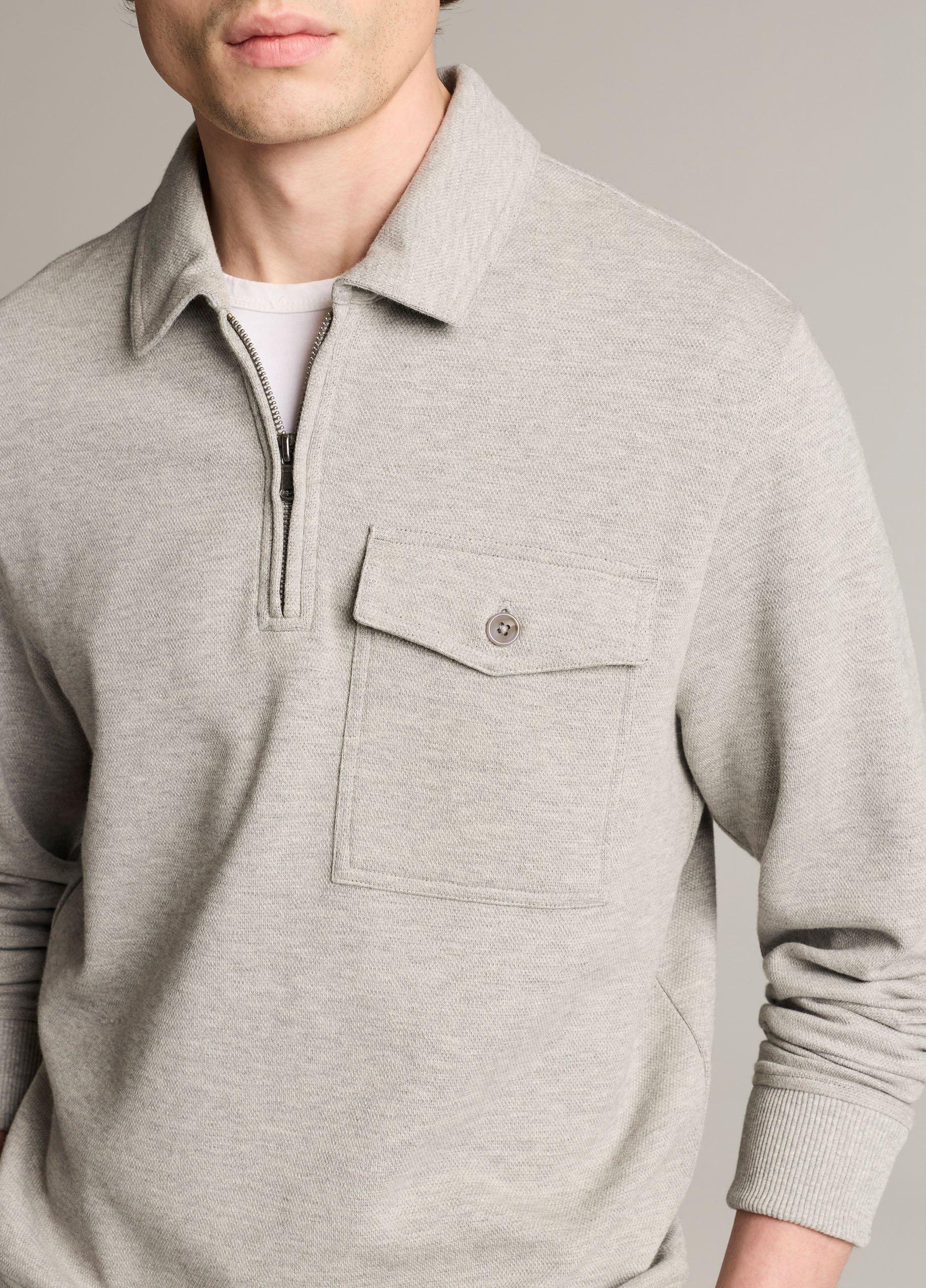 Double-Knit Piqu&eacute; Zip Polo Pullover image number 1