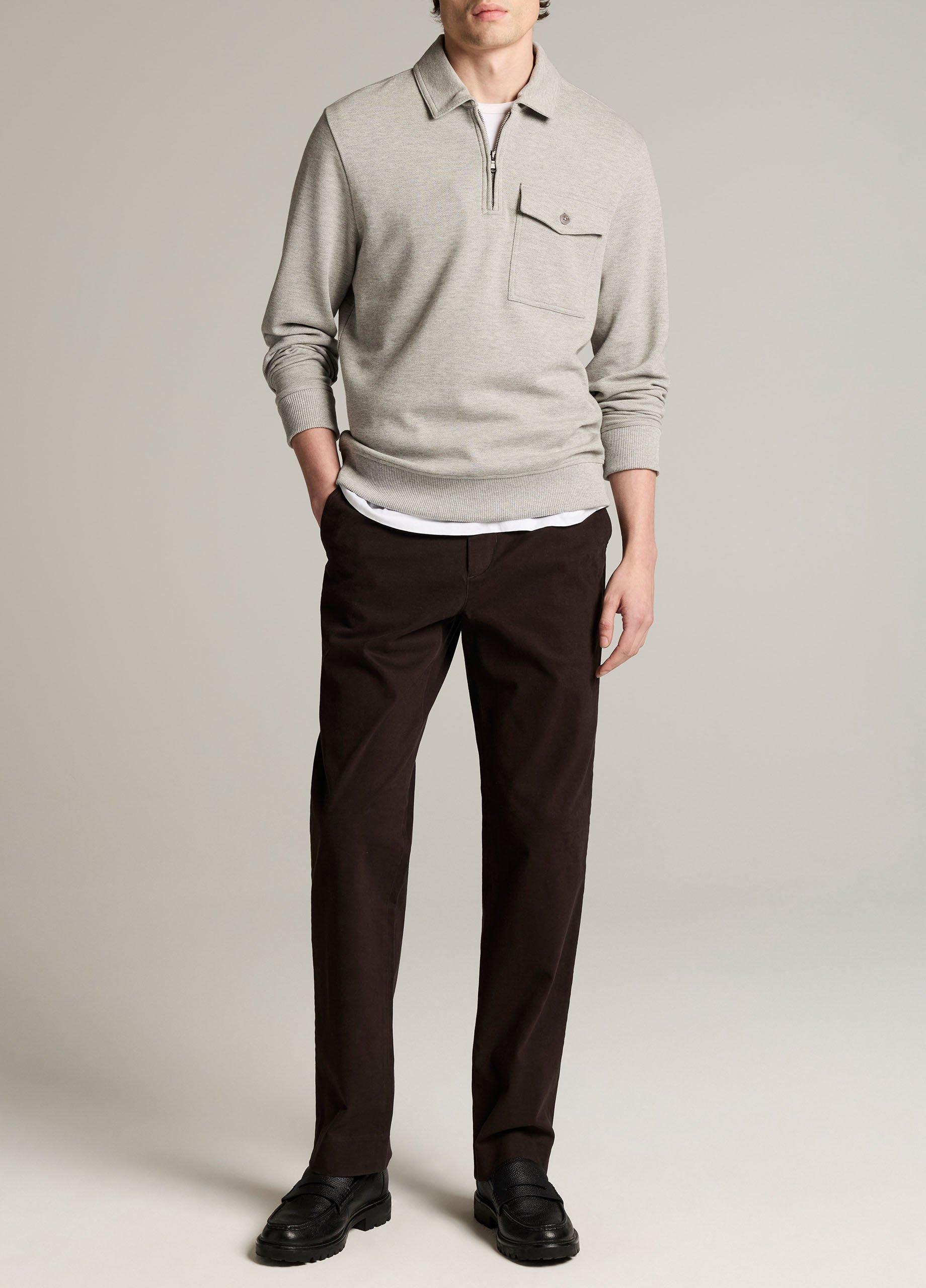 Double-Knit Piqu&eacute; Zip Polo Pullover image number 3